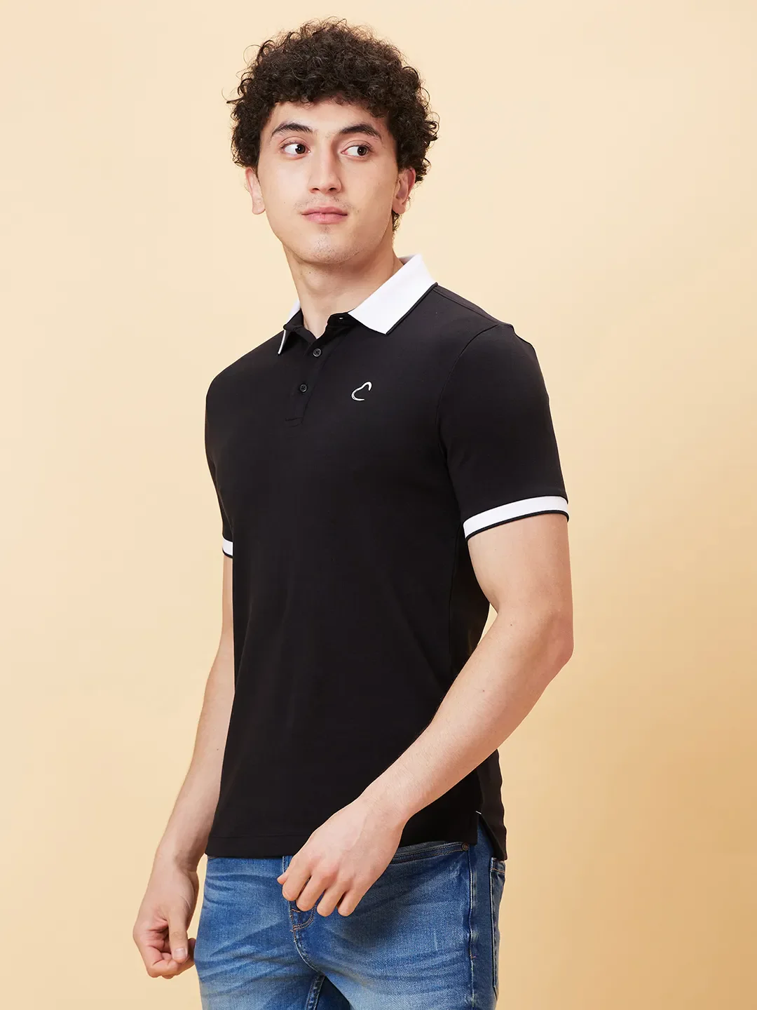 Black Regular Fit Men's Polo T-Shirt by Being Human Clothing - Image 3
