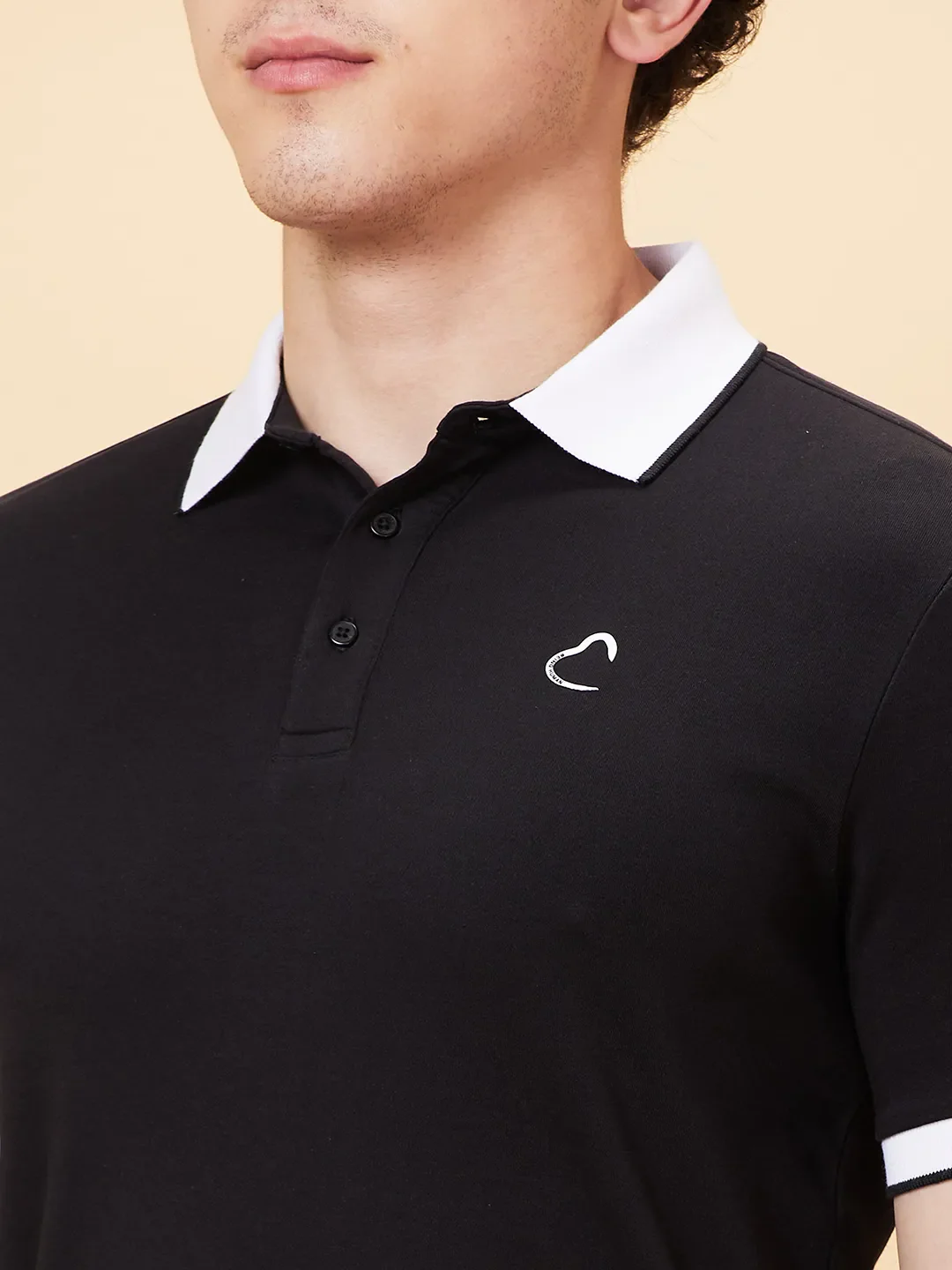 Black Regular Fit Men's Polo T-Shirt by Being Human Clothing - Image 5