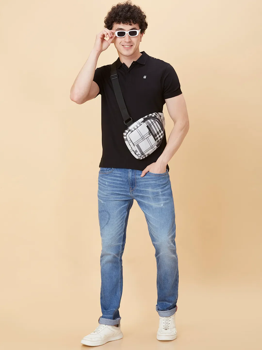 Black Regular Fit Men's Polo T-Shirt by Being Human Clothing - Image 6
