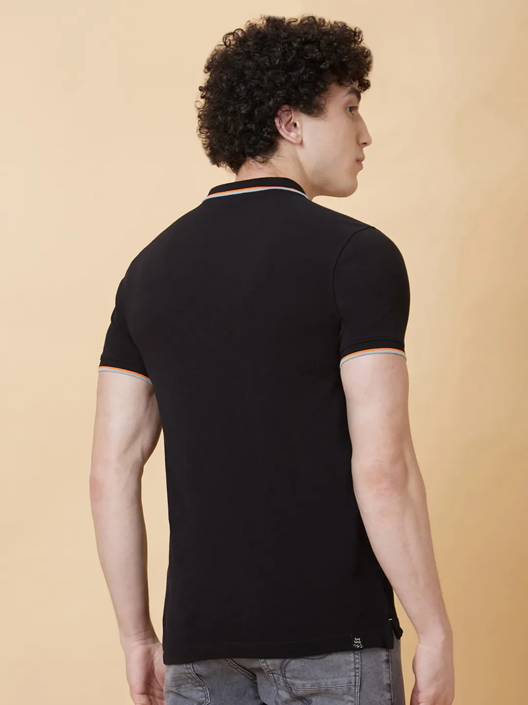 Black Regular Fit Men's Polo T-Shirt by Being Human Clothing - Image 2