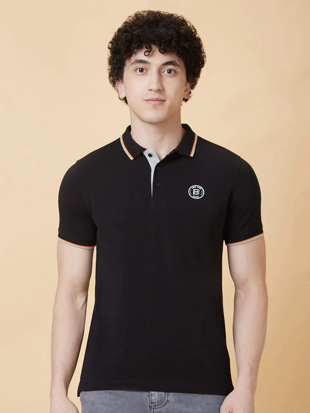 Black Regular Fit Men's Polo T-Shirt by Being Human Clothing - Image 6