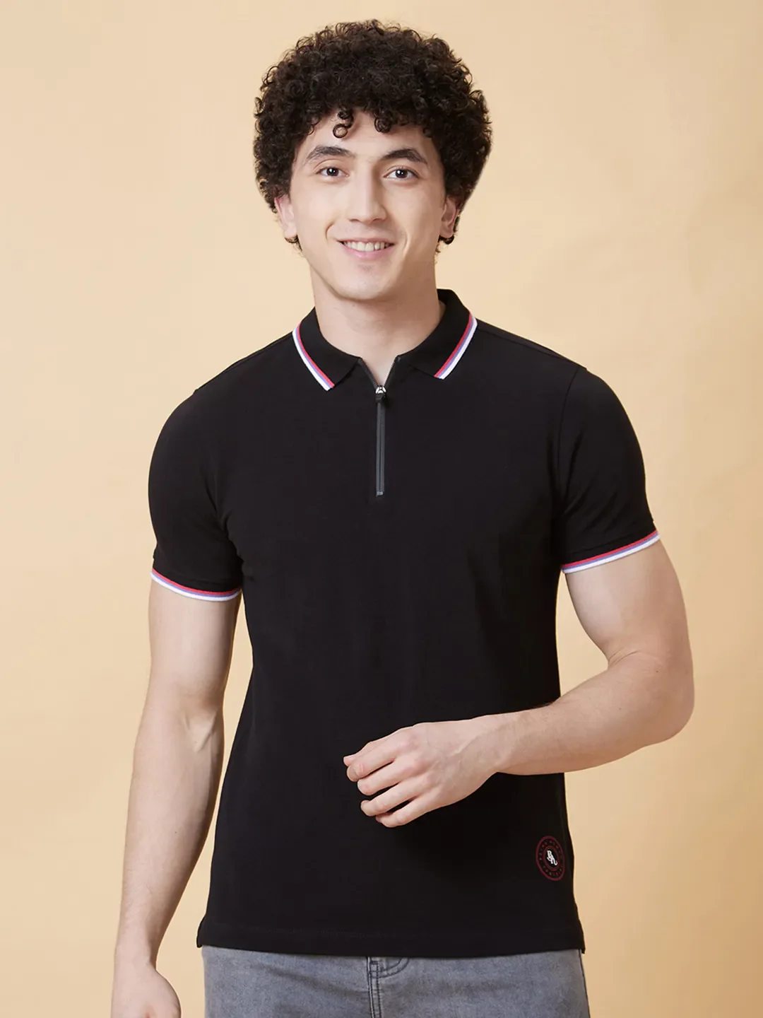 Black Regular Fit Men's Polo T-Shirt by Being Human Clothing - Image 6