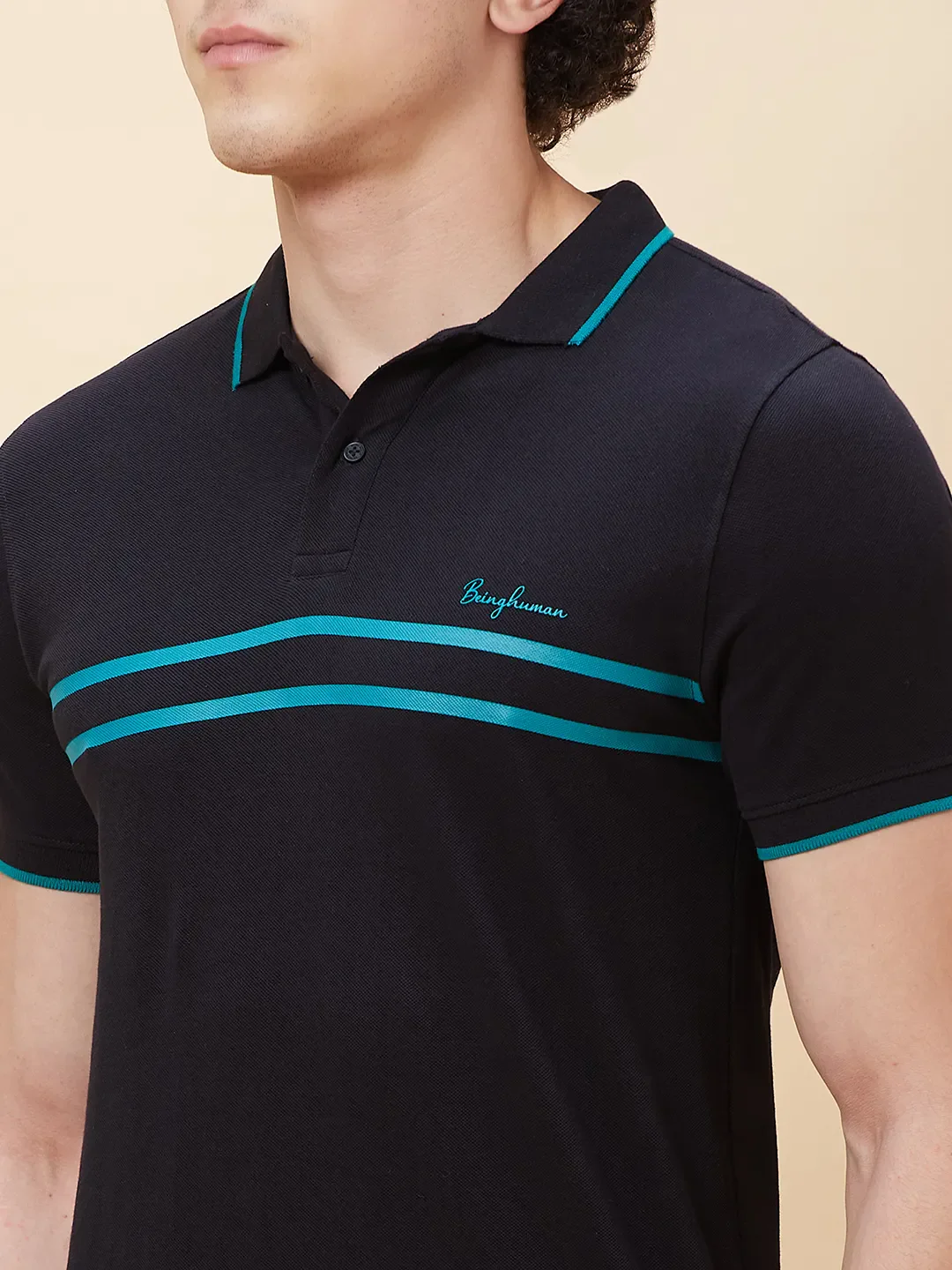 Black Regular Fit Men's Polo T-Shirt by Being Human Clothing - Image 5