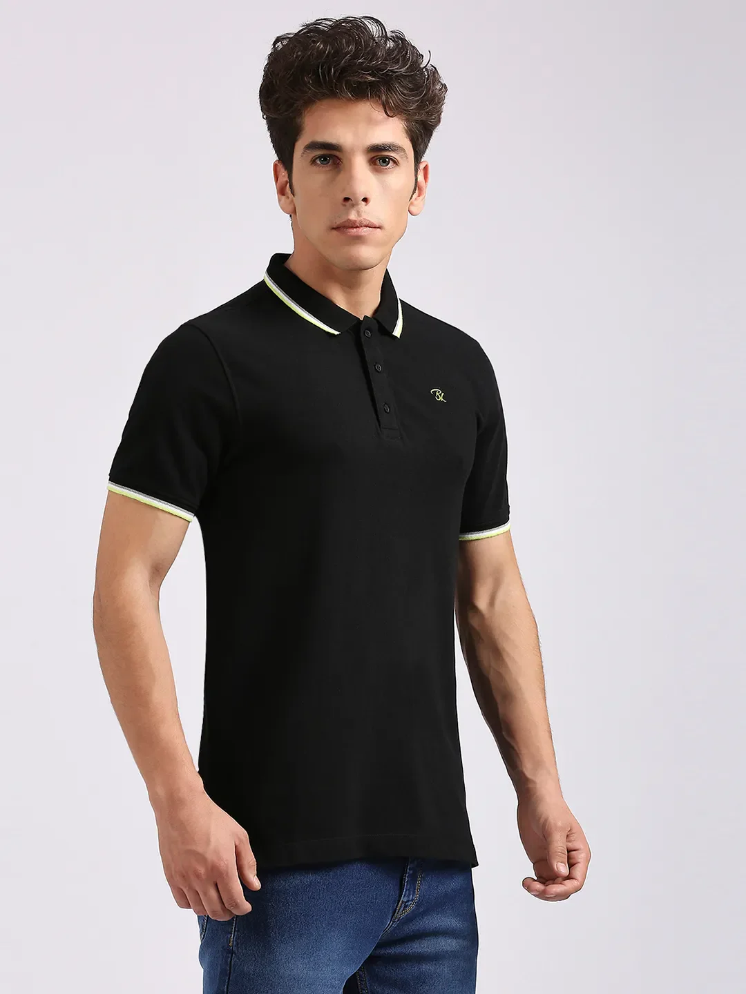 Black Regular Fit Men's Polo T-Shirt by Being Human Clothing - Image 3