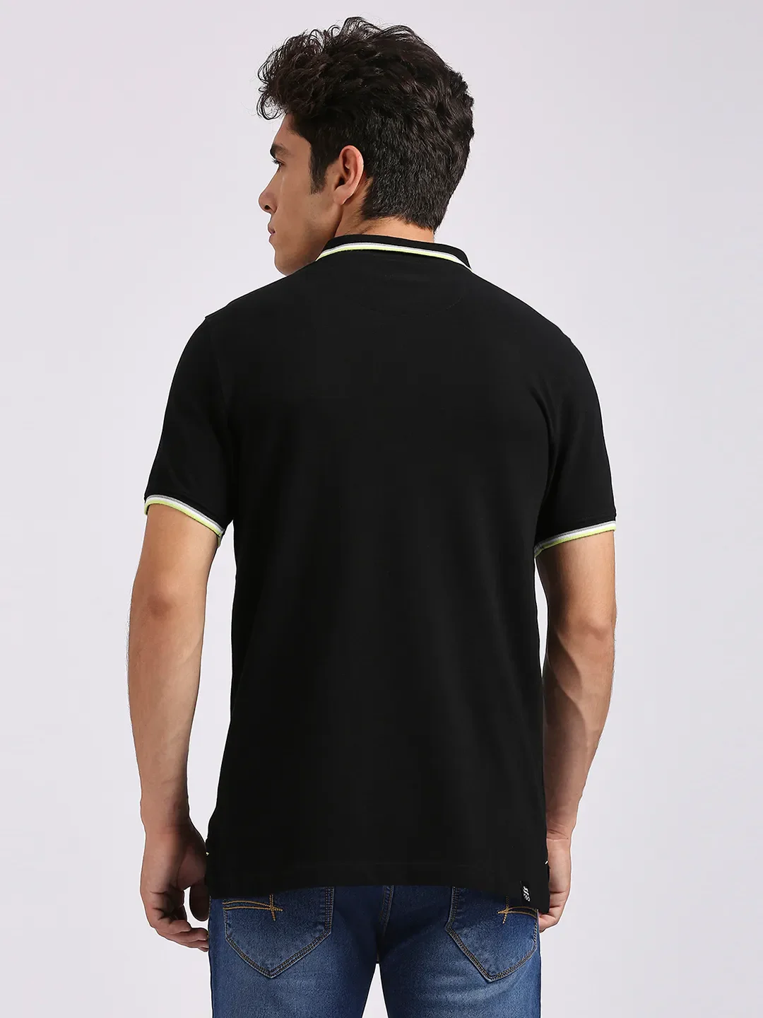 Black Regular Fit Men's Polo T-Shirt by Being Human Clothing - Image 4