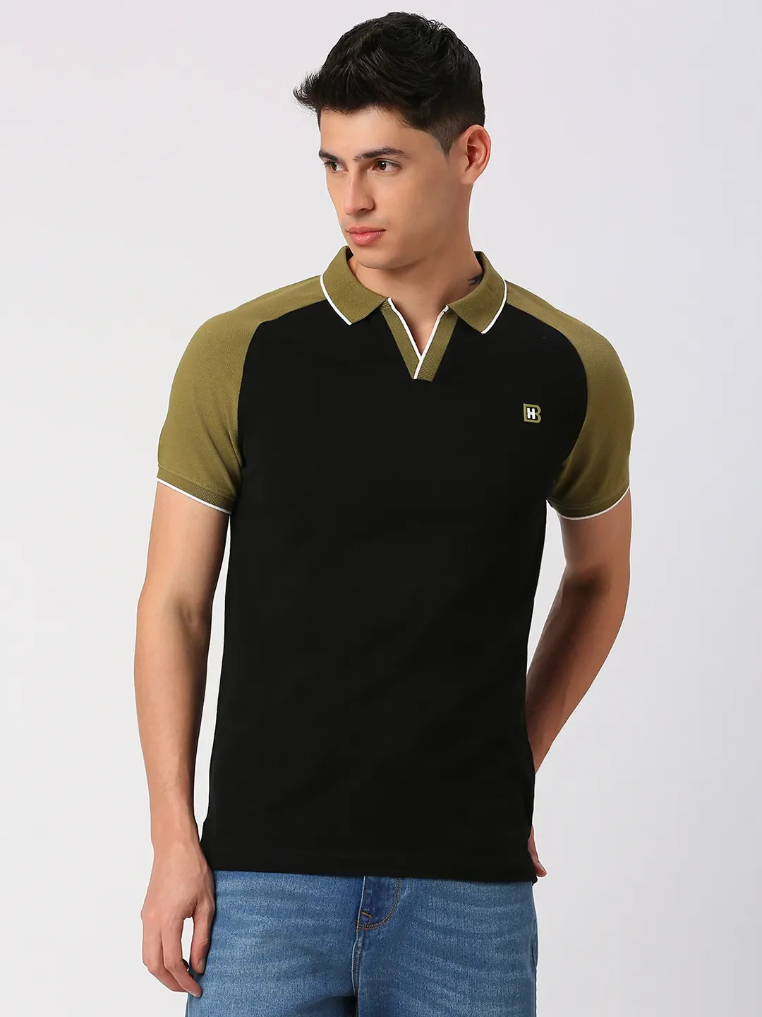 Black Regular Fit Men's Polo T-Shirt by Being Human Clothing
