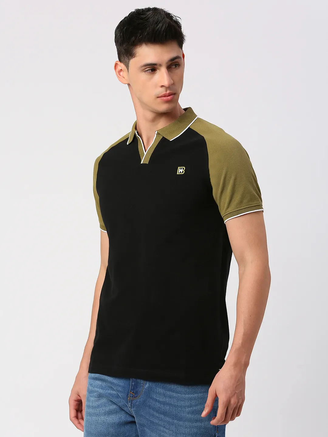 Black Regular Fit Men's Polo T-Shirt by Being Human Clothing - Image 2