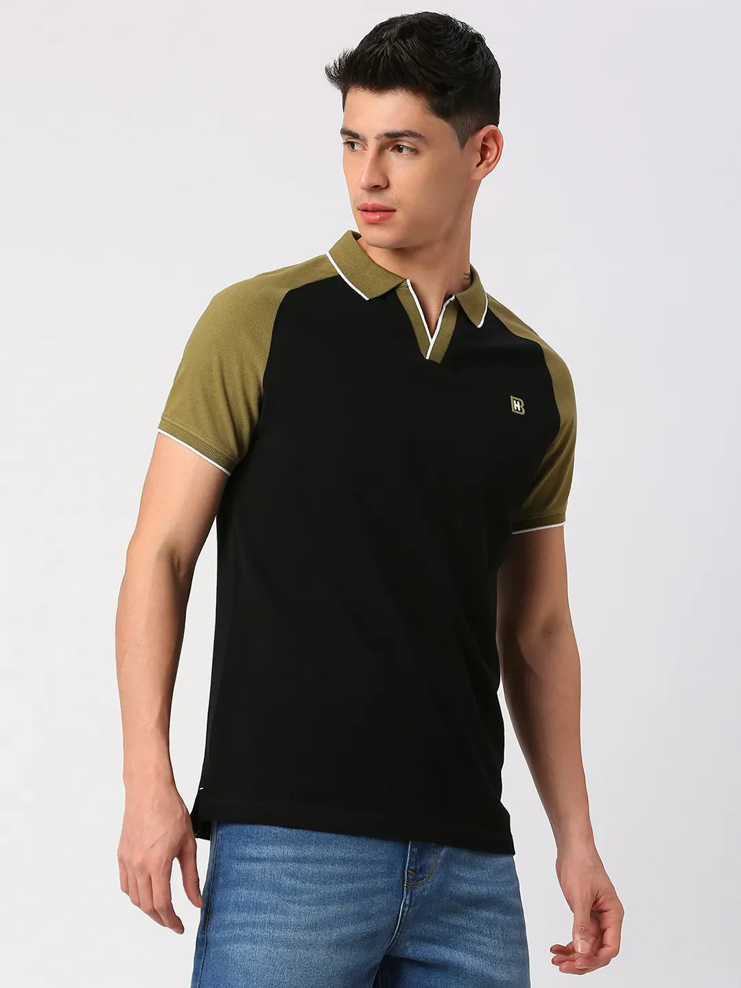 Black Regular Fit Men's Polo T-Shirt by Being Human Clothing - Image 3