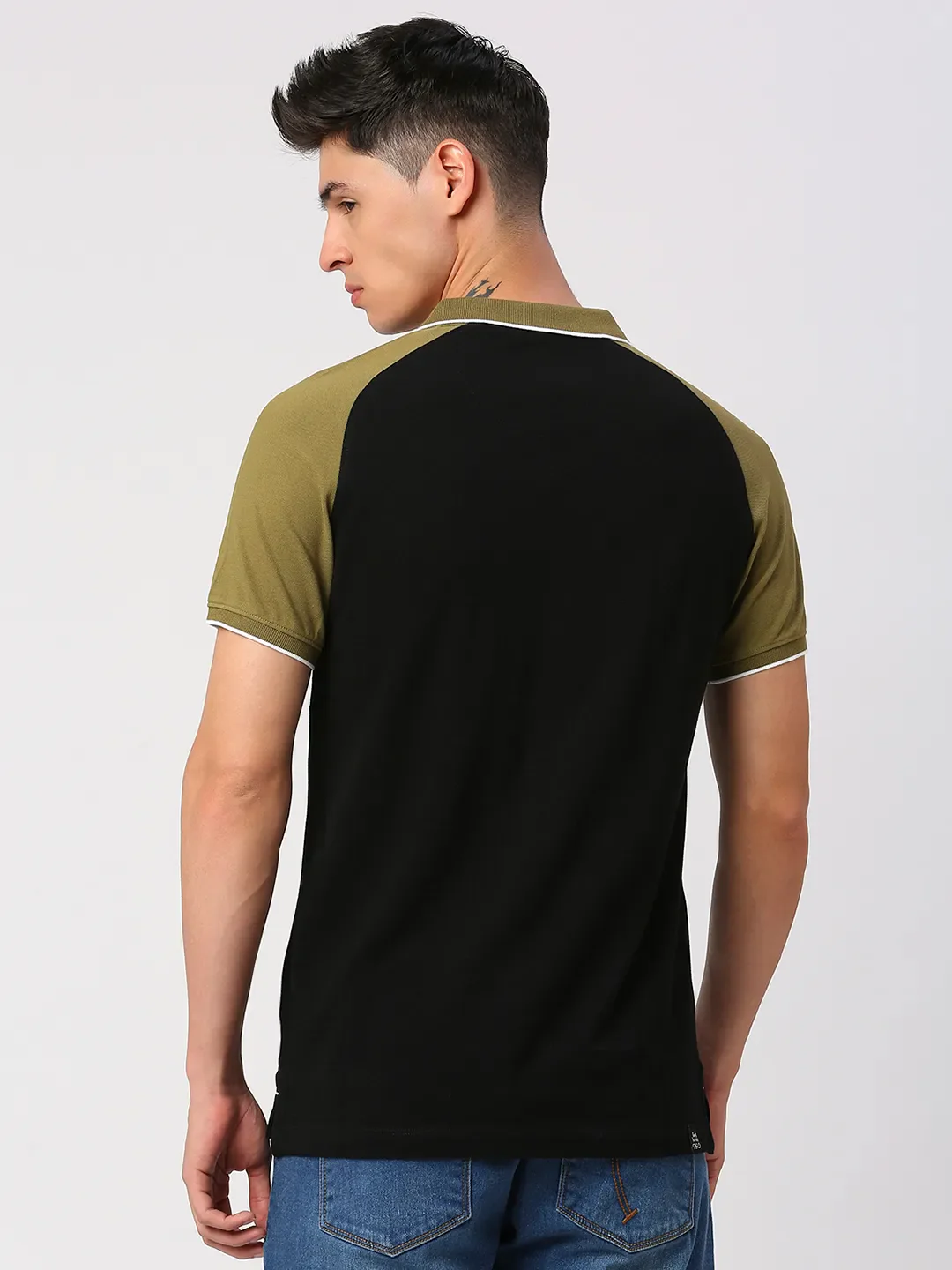 Black Regular Fit Men's Polo T-Shirt by Being Human Clothing - Image 4