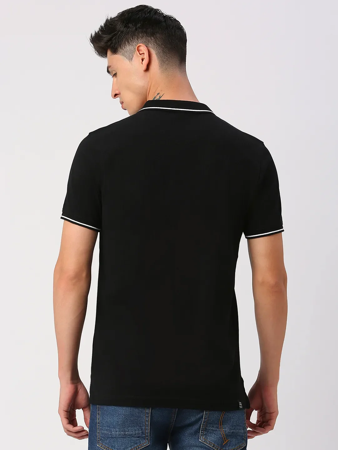 Black Regular Fit Men's Polo T-Shirt by Being Human Clothing - Image 4