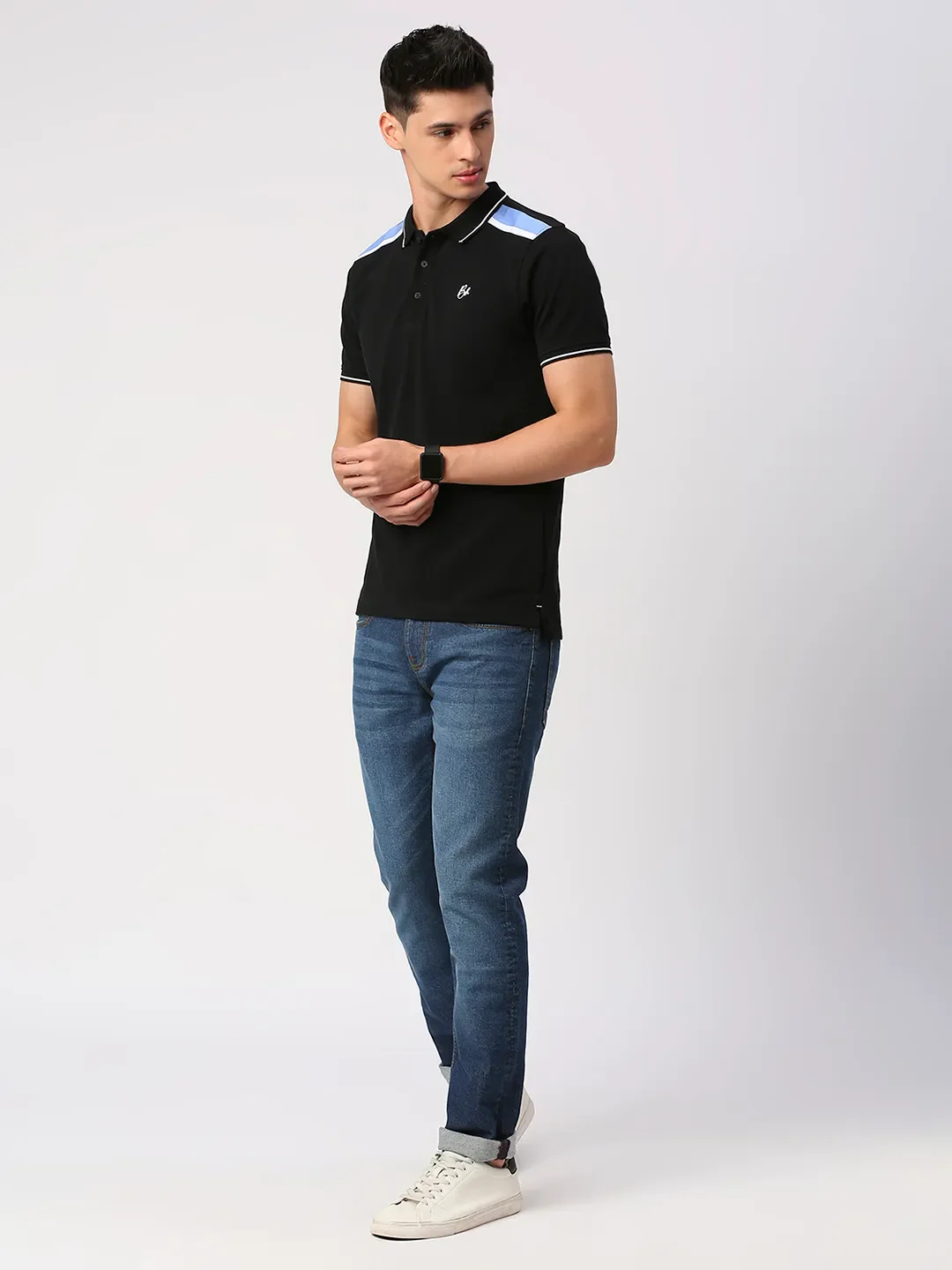 Black Regular Fit Men's Polo T-Shirt by Being Human Clothing - Image 6