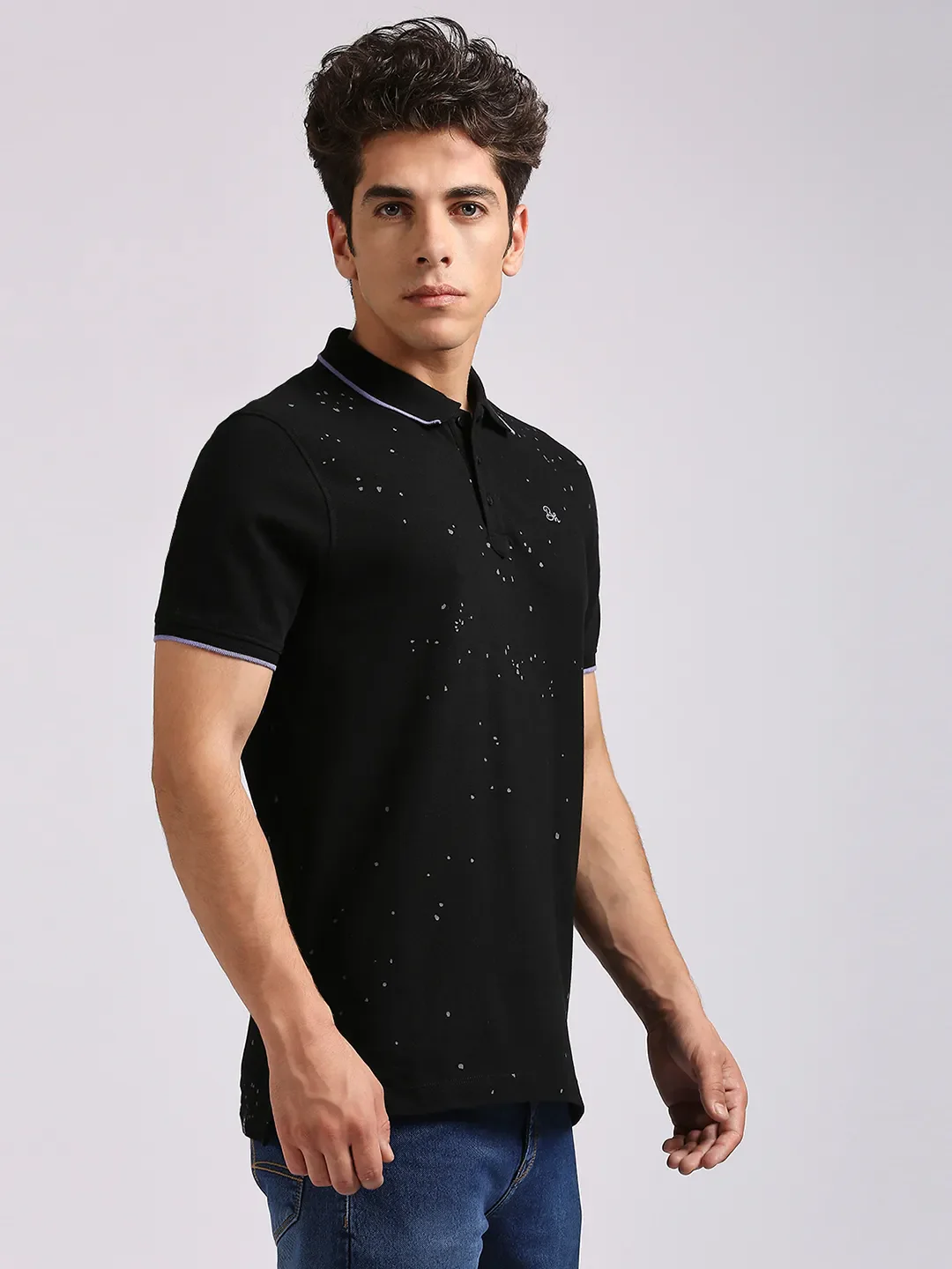 Black Regular Fit Men's Polo T-Shirt by Being Human Clothing - Image 3