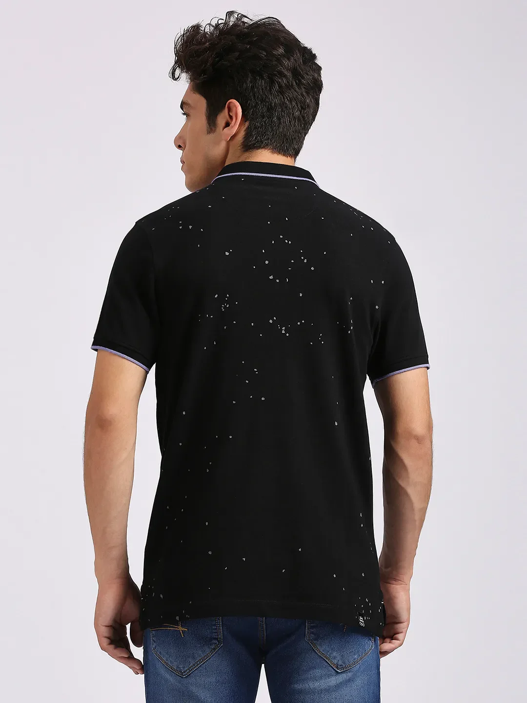 Black Regular Fit Men's Polo T-Shirt by Being Human Clothing - Image 4
