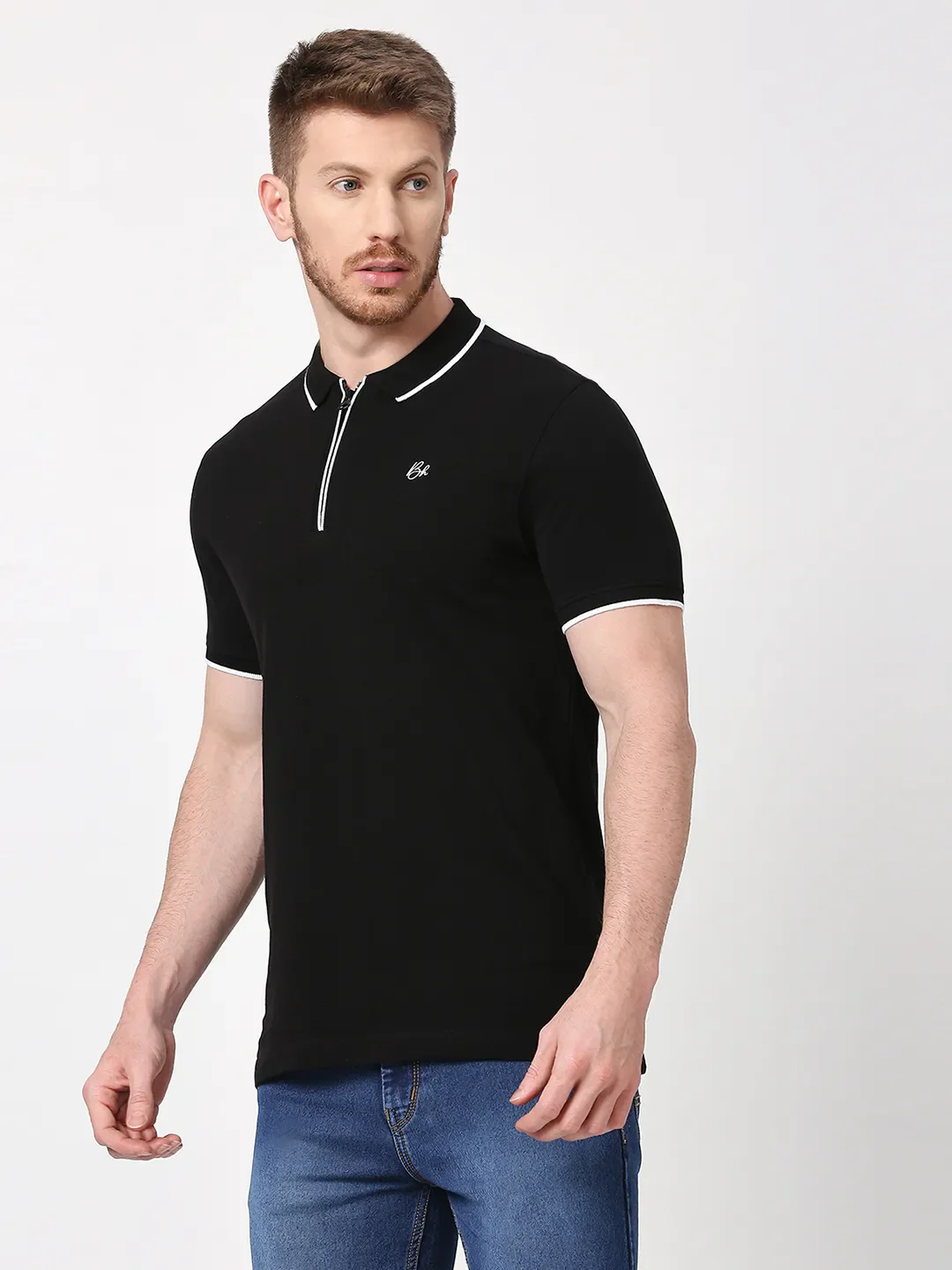 Black Regular Fit Men's Polo T-Shirt by Being Human Clothing - Image 2
