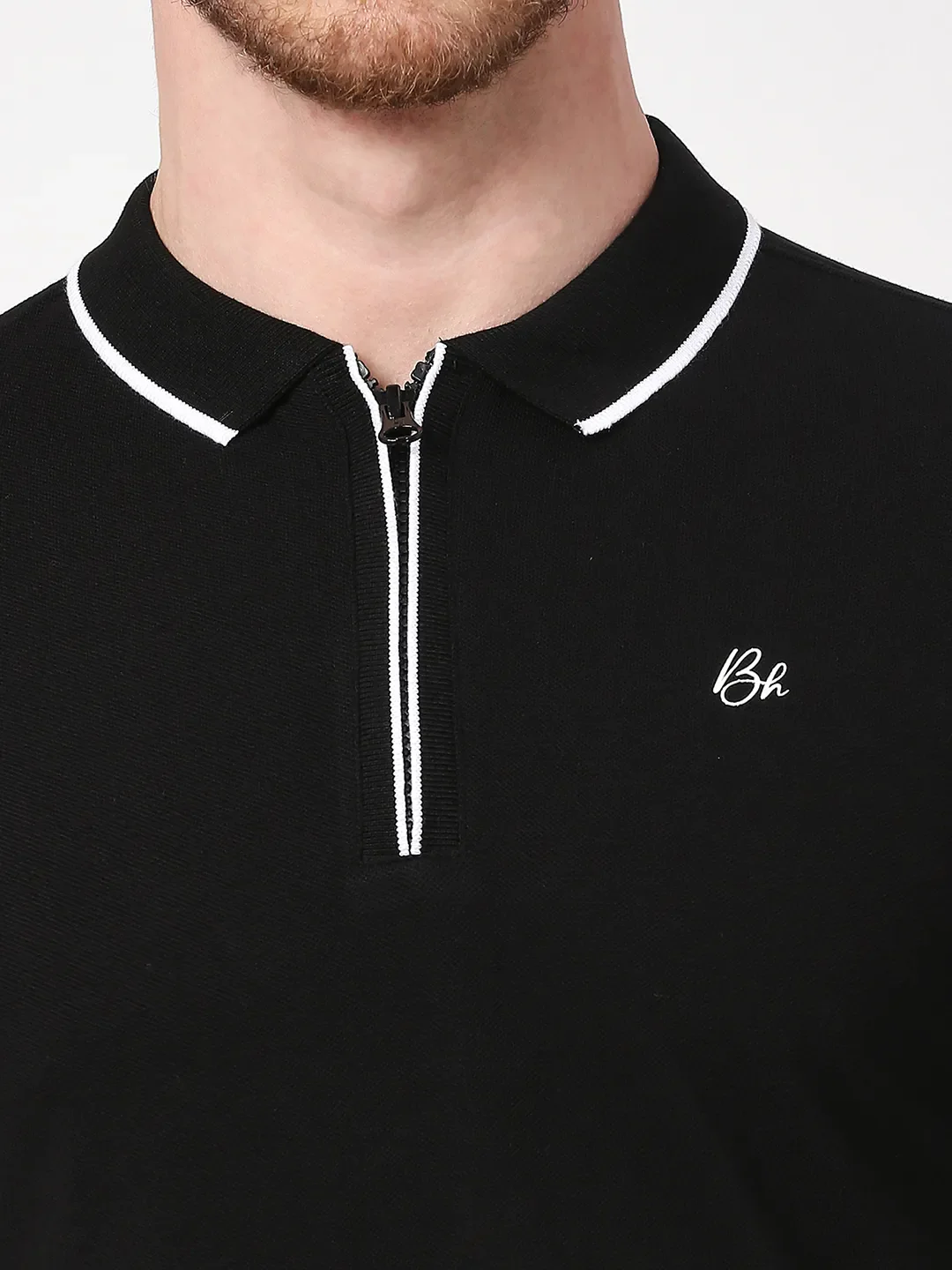 Black Regular Fit Men's Polo T-Shirt by Being Human Clothing - Image 5