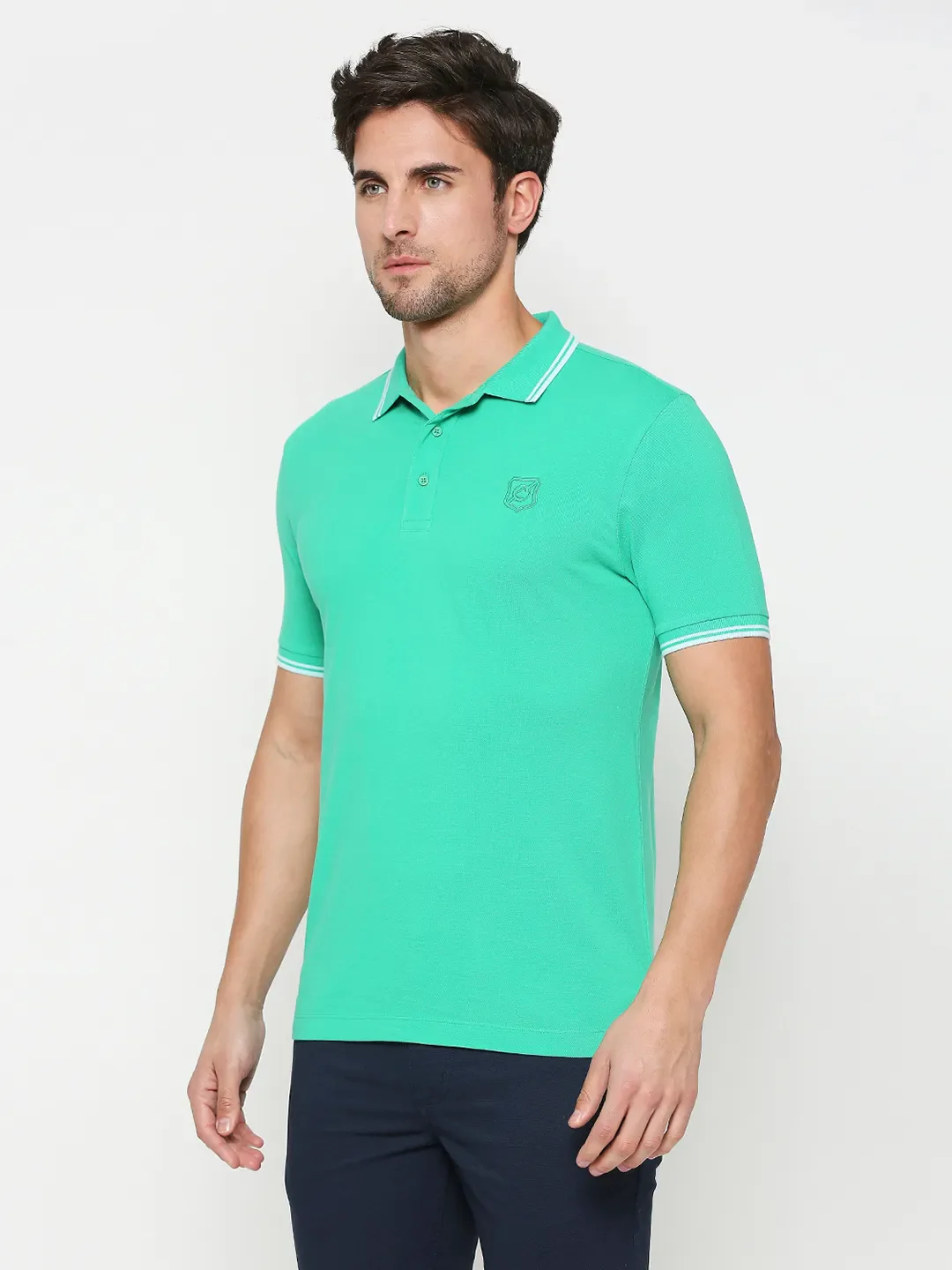 Green Regular Fit Men's Polo T-shirt by Being Human Clothing - Image 2