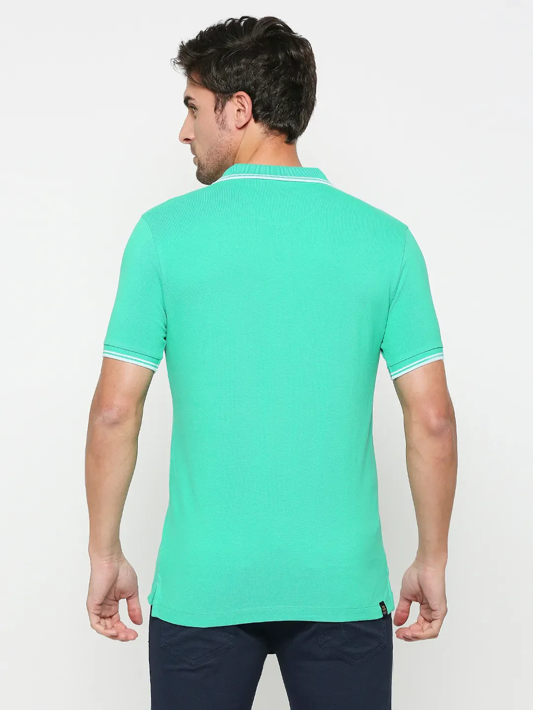 Green Regular Fit Men's Polo T-shirt by Being Human Clothing - Image 4
