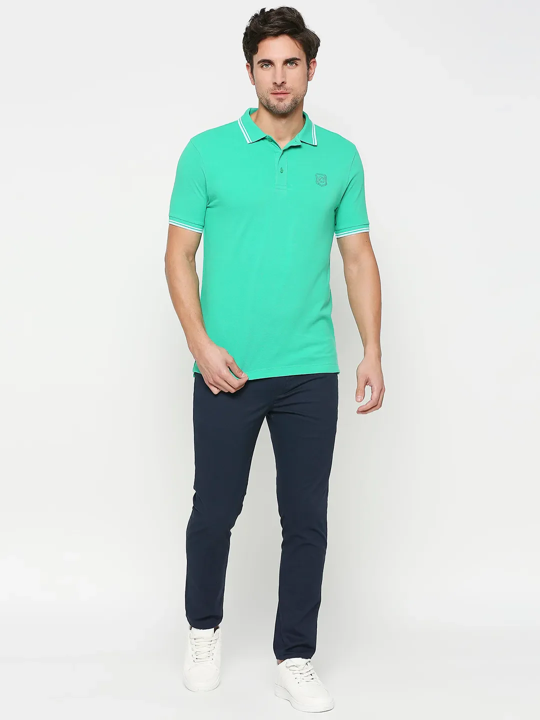 Green Regular Fit Men's Polo T-shirt by Being Human Clothing - Image 5