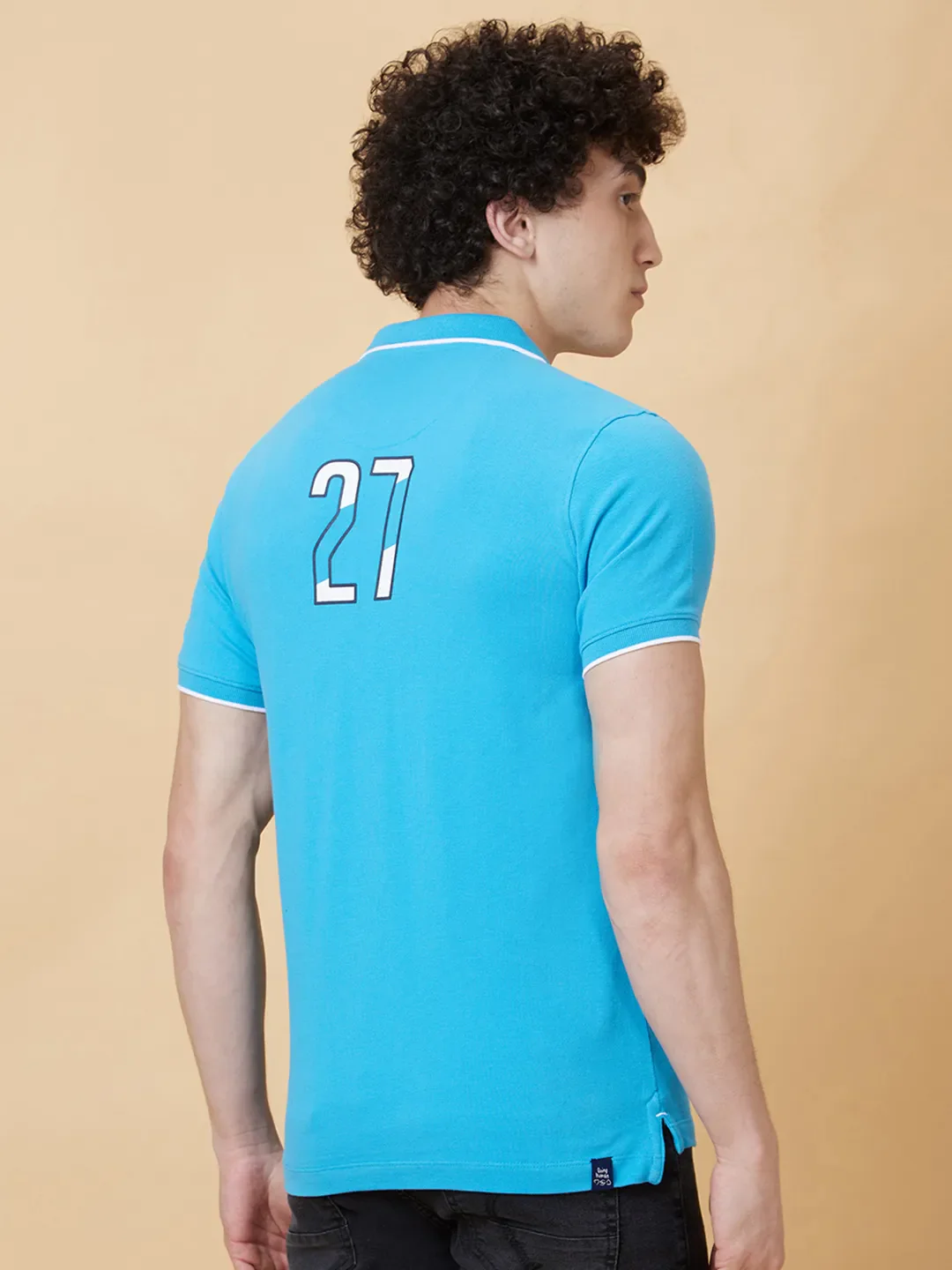 Blue Regular Fit Men's Polo T-Shirt by Being Human Clothing - Image 2