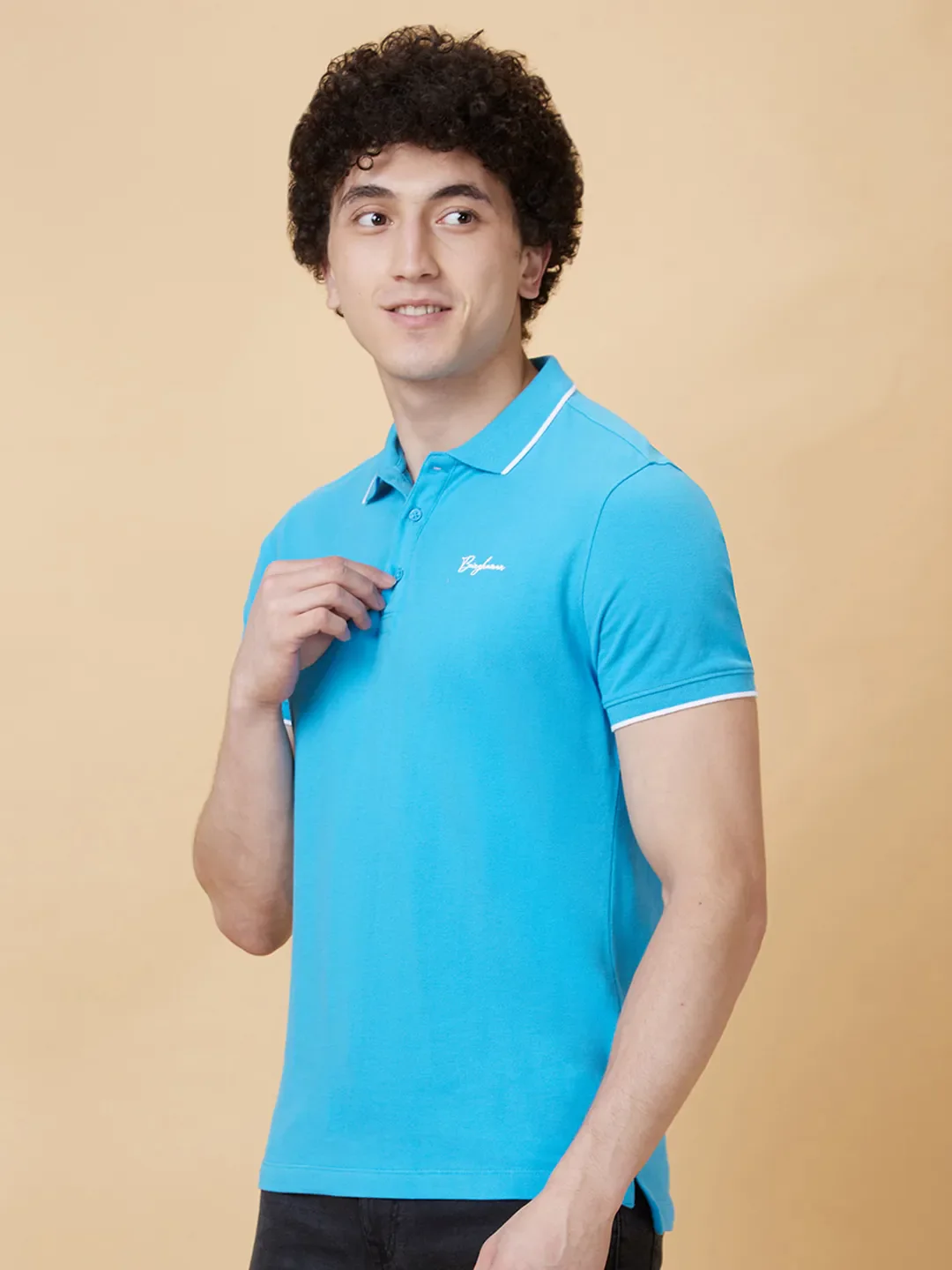 Blue Regular Fit Men's Polo T-Shirt by Being Human Clothing - Image 3