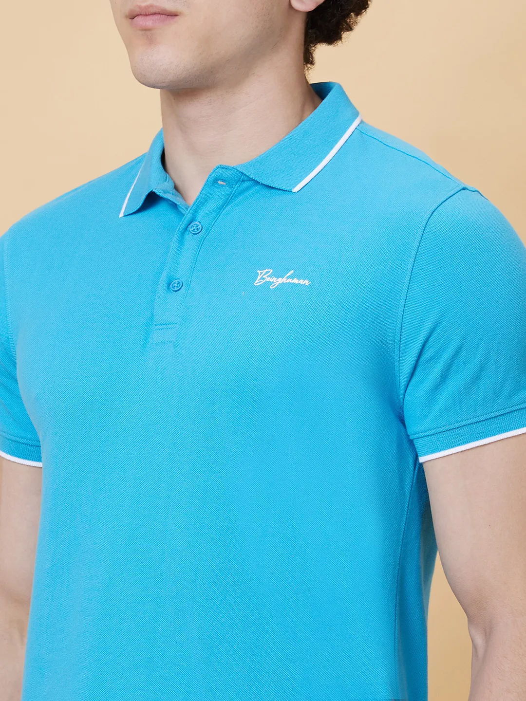 Blue Regular Fit Men's Polo T-Shirt by Being Human Clothing - Image 4