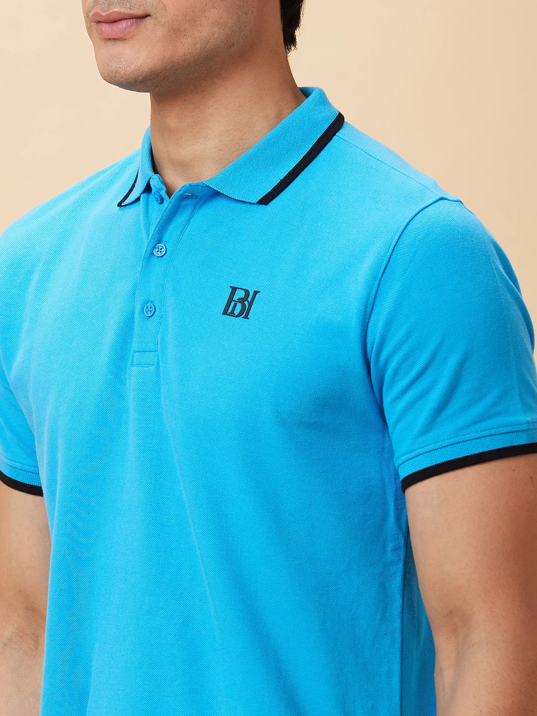 Blue Regular Fit Men's Polo T-Shirt by Being Human Clothing - Image 4