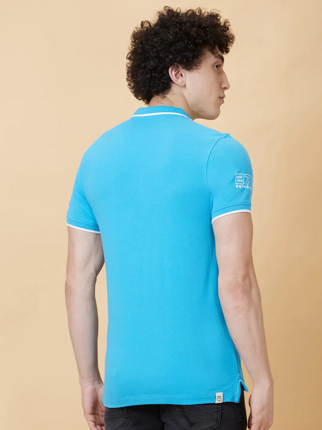 Blue Regular Fit Men's Polo T-Shirt by Being Human Clothing - Image 2