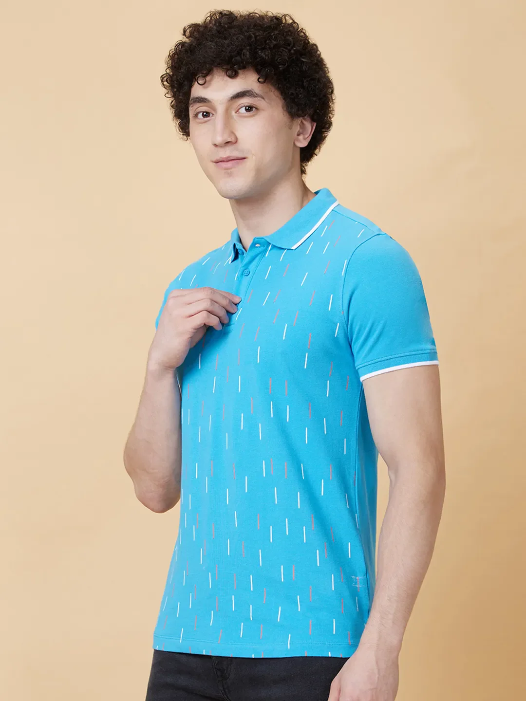 Blue Regular Fit Men's Polo T-Shirt by Being Human Clothing - Image 3