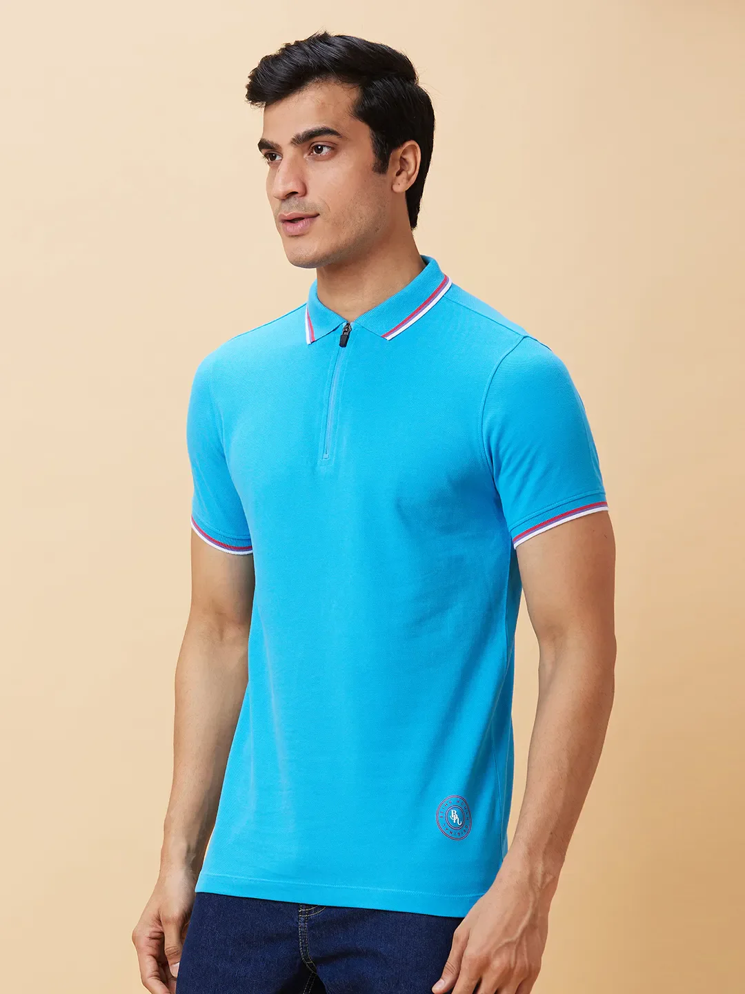 Blue Regular Fit Men's Polo T-Shirt by Being Human Clothing - Image 3