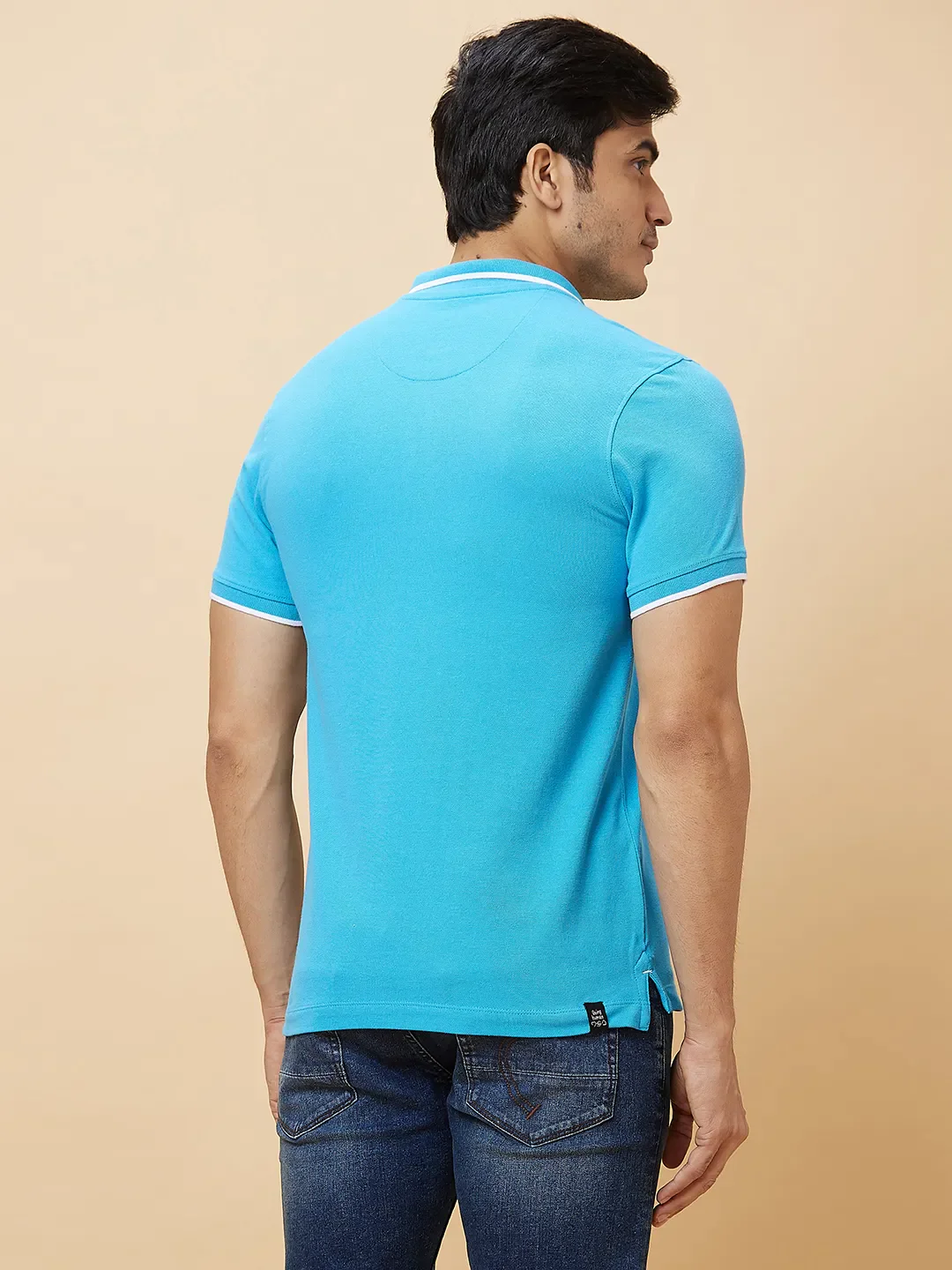 Blue Regular Fit Men's Polo T-Shirt by Being Human Clothing - Image 3