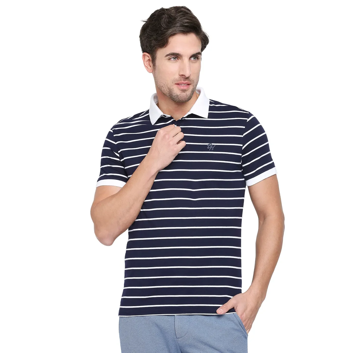 Blue Regular Fit Men's Polo T-shirt by Being Human Clothing