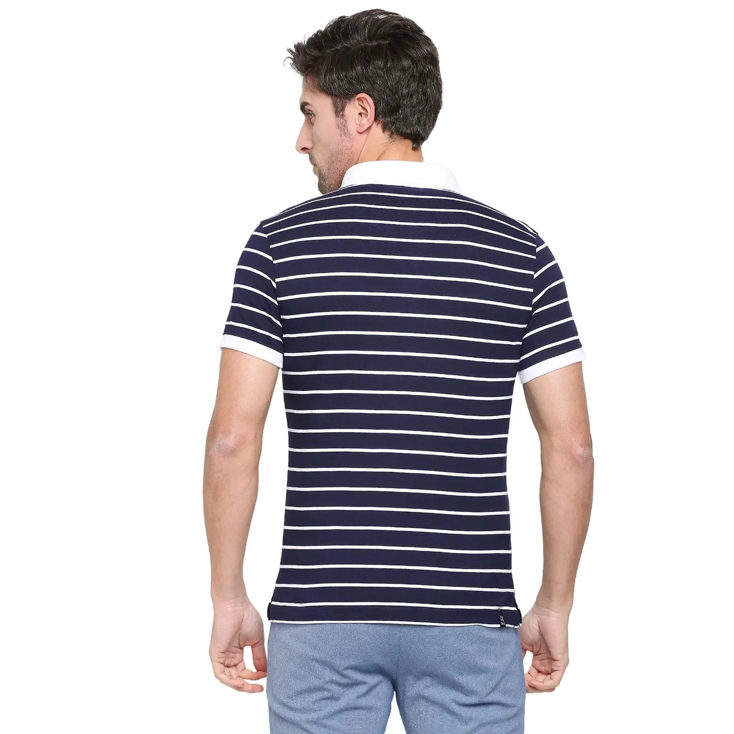 Blue Regular Fit Men's Polo T-shirt by Being Human Clothing - Image 4