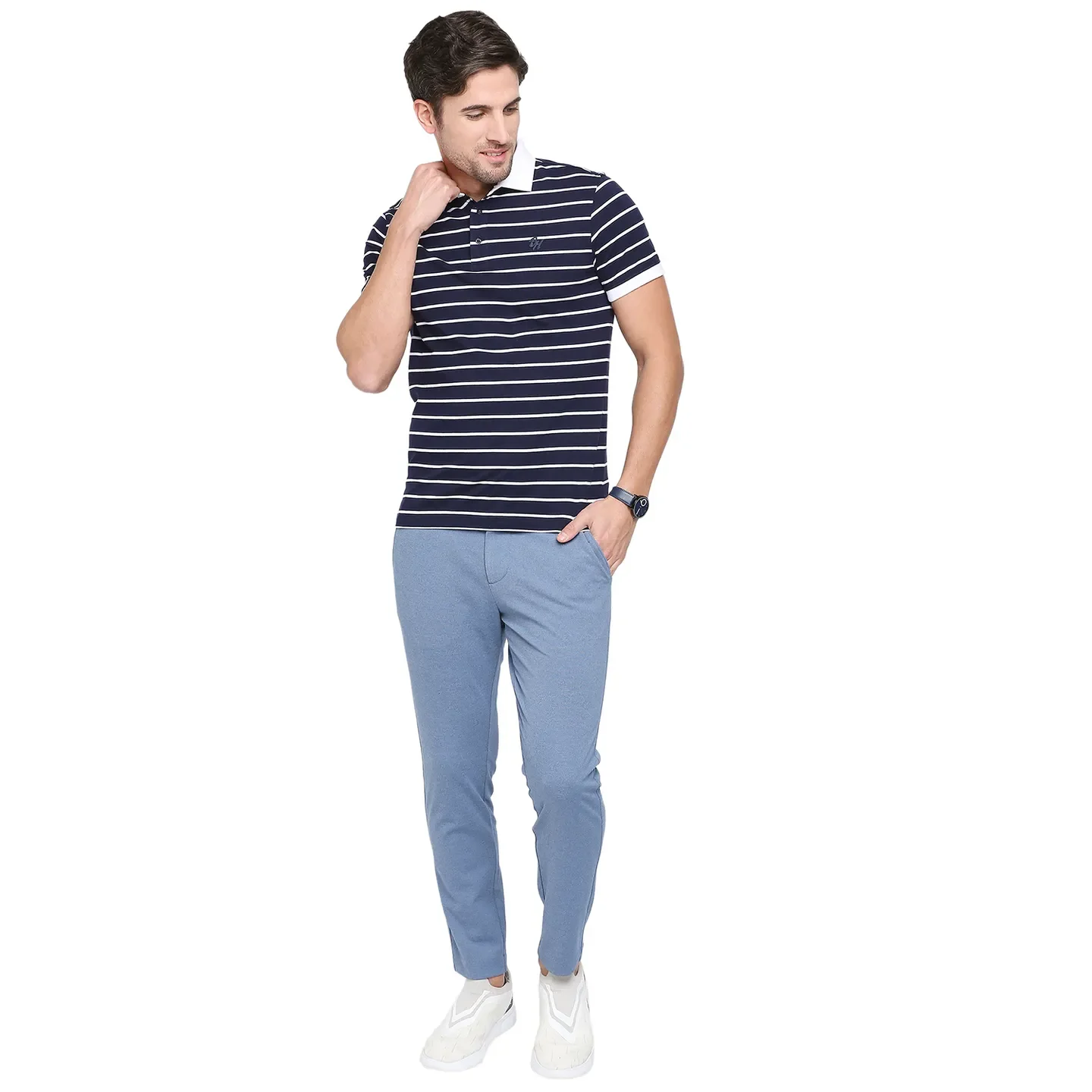 Blue Regular Fit Men's Polo T-shirt by Being Human Clothing - Image 6