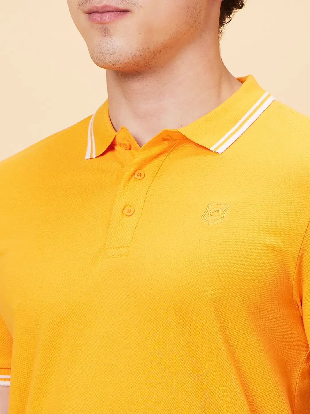 Yellow Regular Fit Men's Polo T-shirt by Being Human Clothing - Image 5