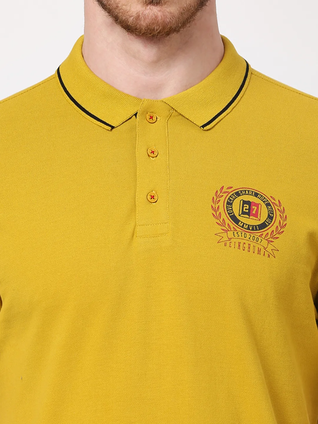 Orange Regular Fit Men's Polo T-Shirt by Being Human Clothing - Image 5