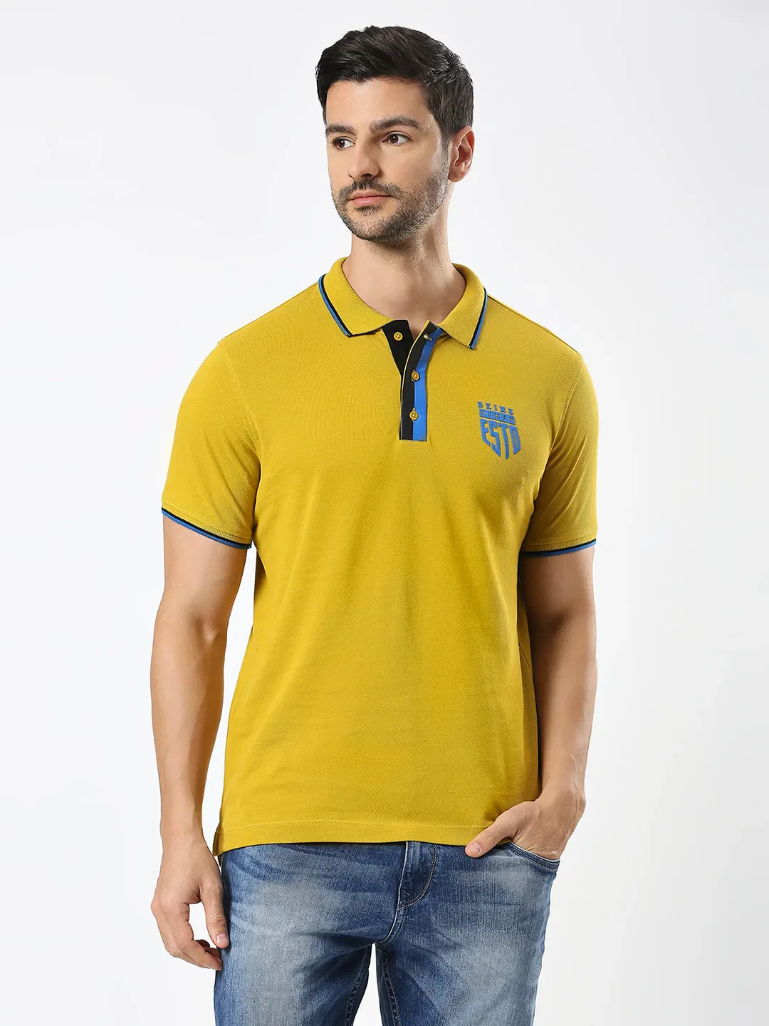 Orange Regular Fit Men's Polo T-Shirt by Being Human Clothing - Image 6