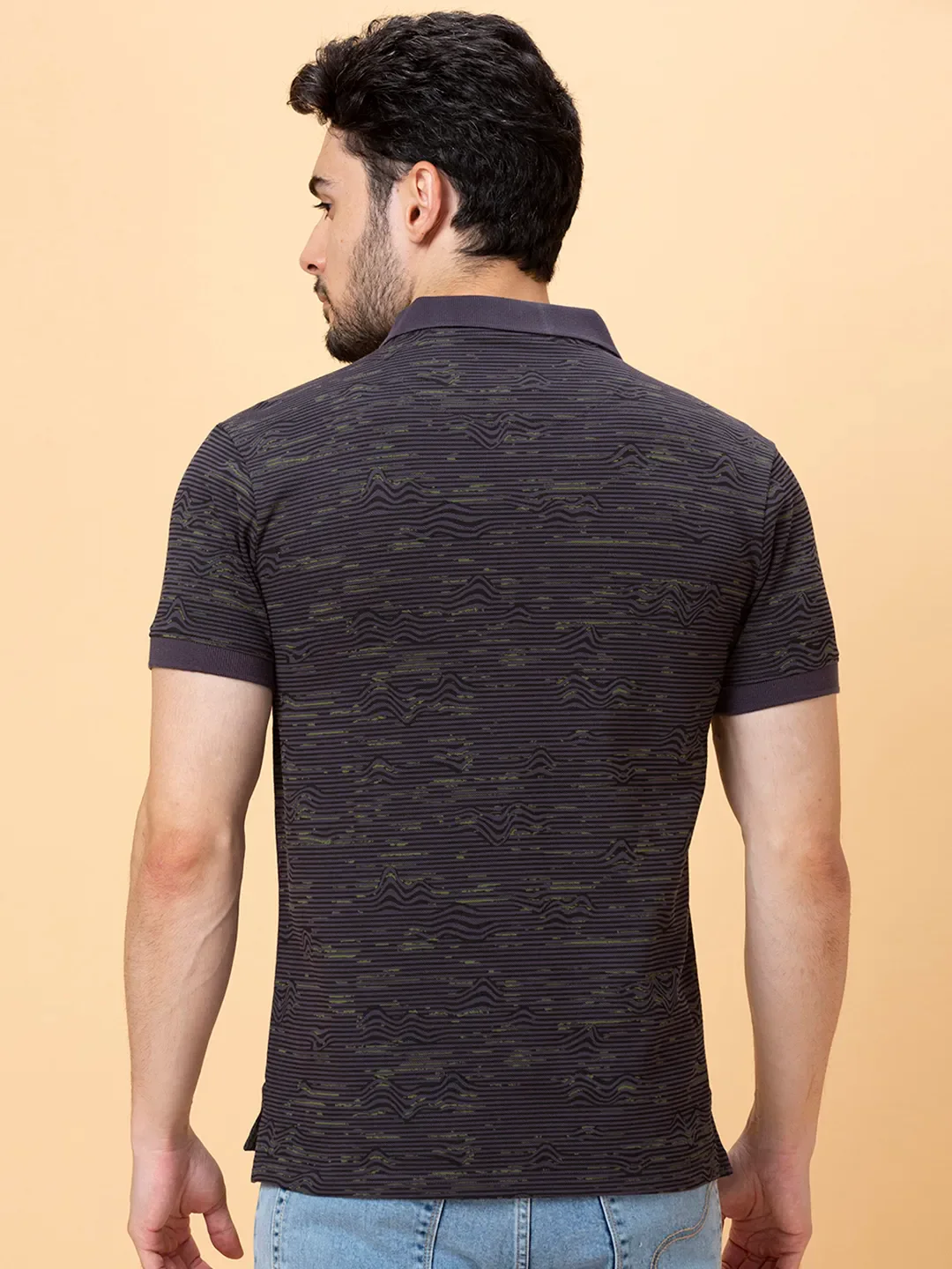 Grey Regular Fit Men's Polo T-shirt by Being Human Clothing - Image 3
