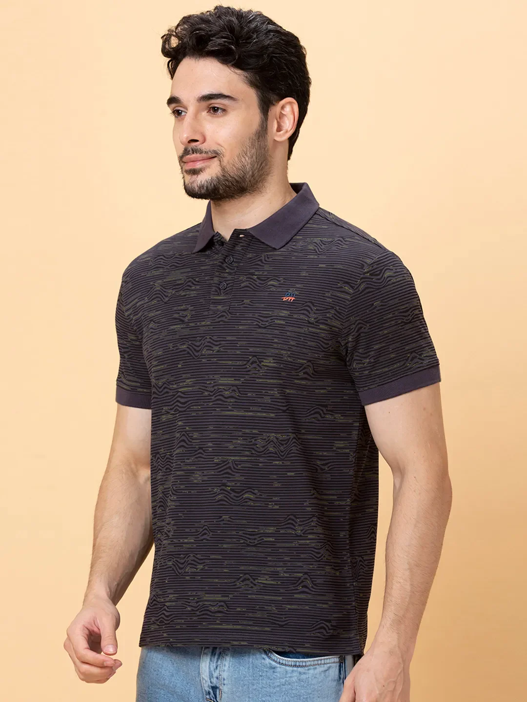 Grey Regular Fit Men's Polo T-shirt by Being Human Clothing - Image 4