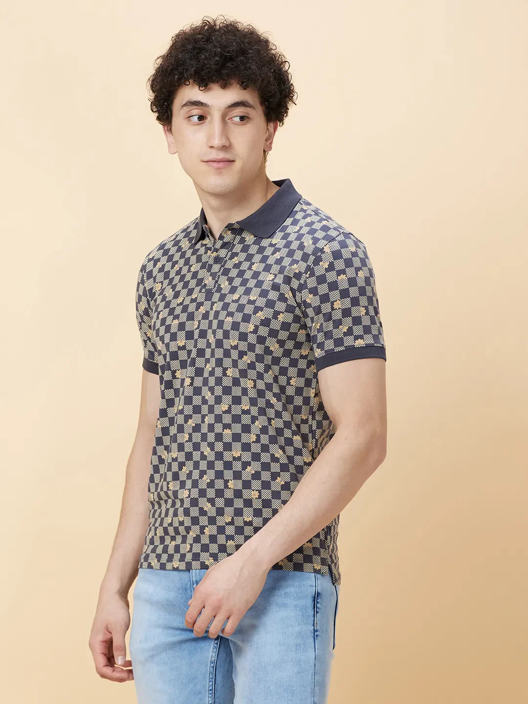 Grey Regular Fit Men's Polo T-shirt by Being Human Clothing - Image 3