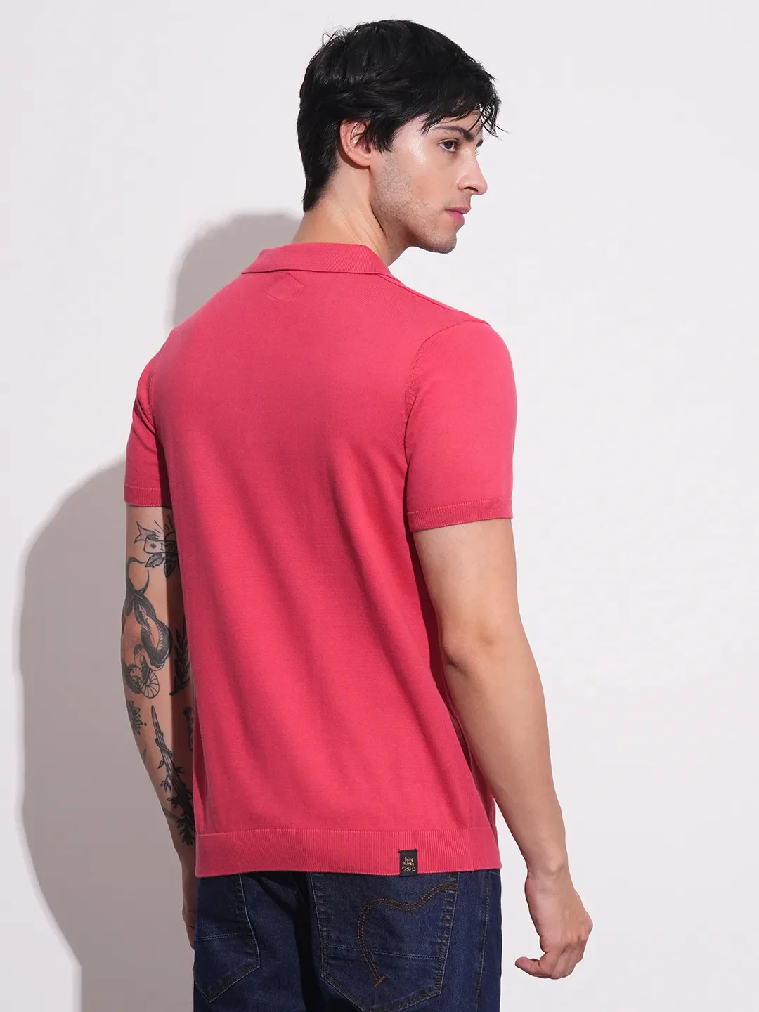 Coral Regular Fit Men's Polo T-Shirt by Being Human Clothing - Image 3
