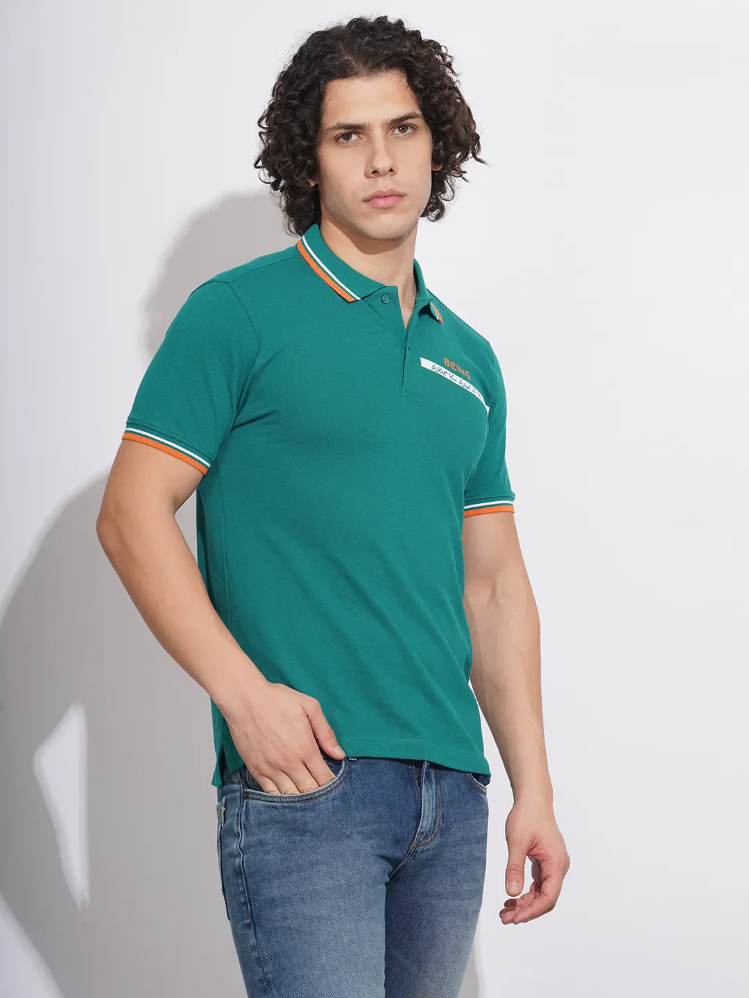 Blue Regular Fit Men's Polo T-Shirt by Being Human Clothing - Image 2
