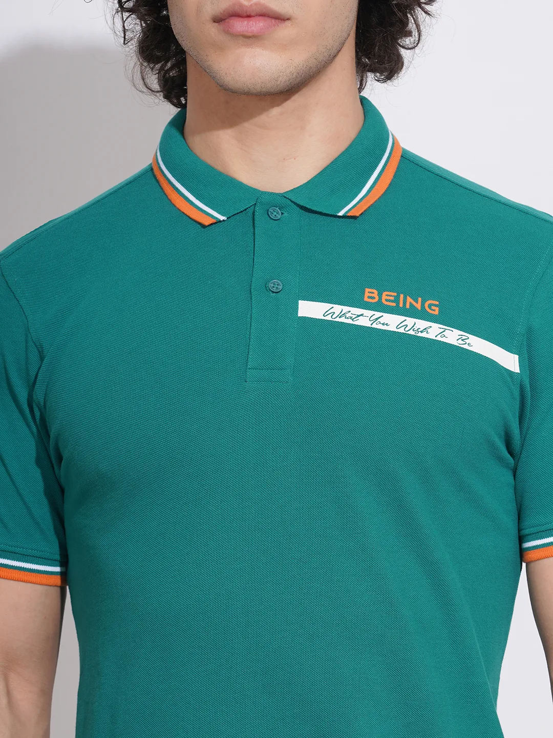 Blue Regular Fit Men's Polo T-Shirt by Being Human Clothing - Image 5