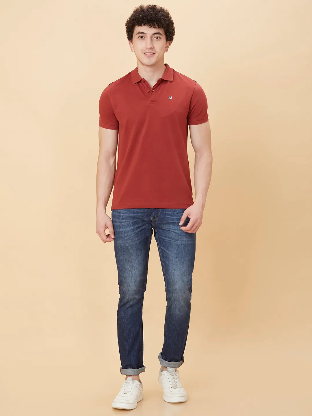 Red Regular Fit Men's Polo T-shirt by Being Human Clothing - Image 2