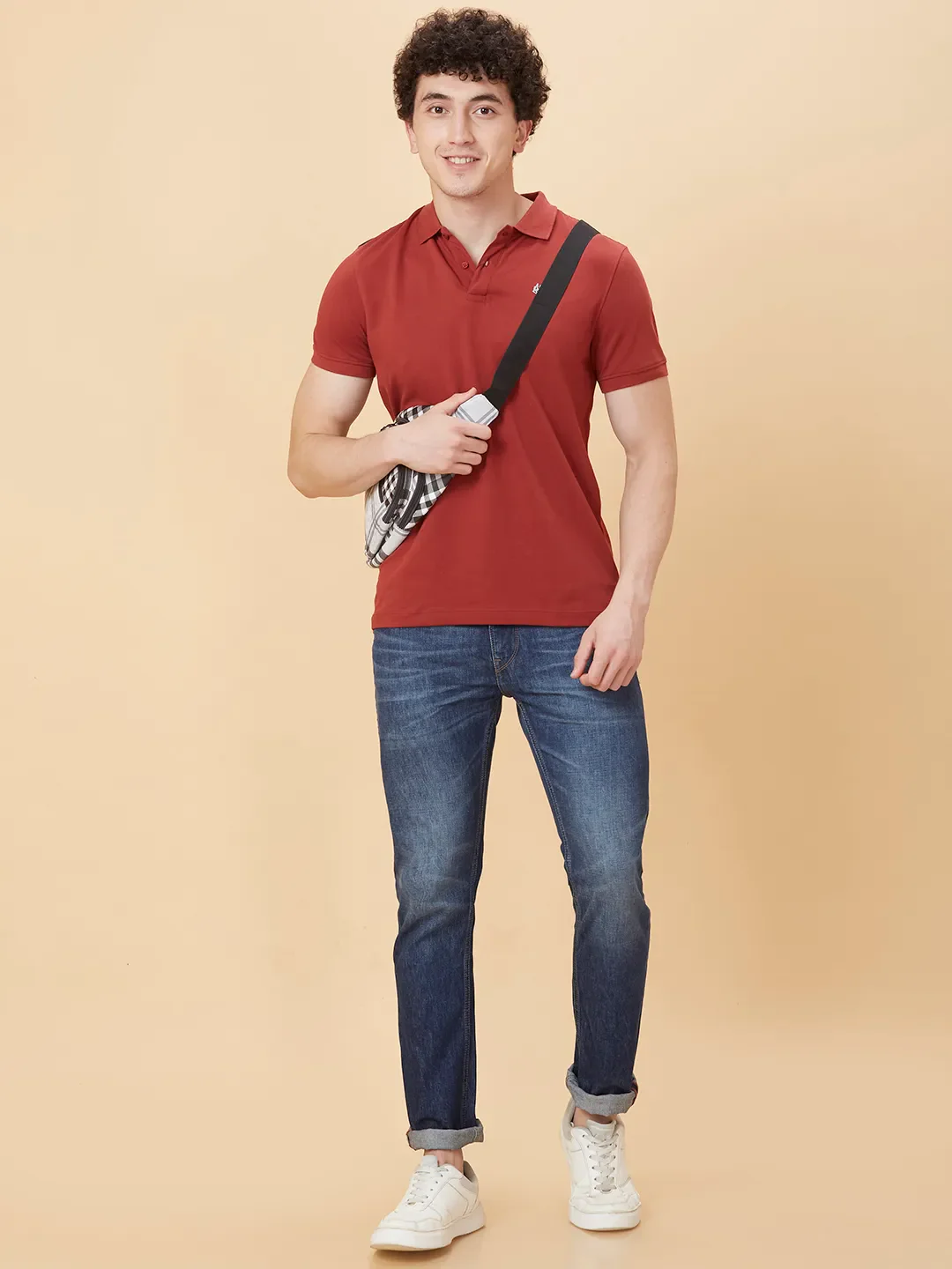 Red Regular Fit Men's Polo T-shirt by Being Human Clothing - Image 6