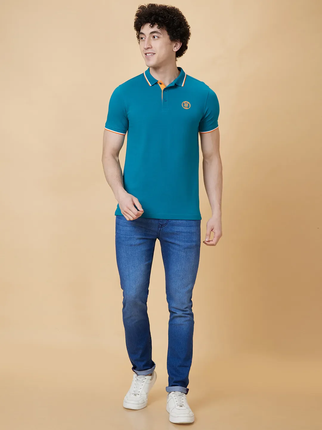 Blue Regular Fit Men's Polo T-Shirt by Being Human Clothing