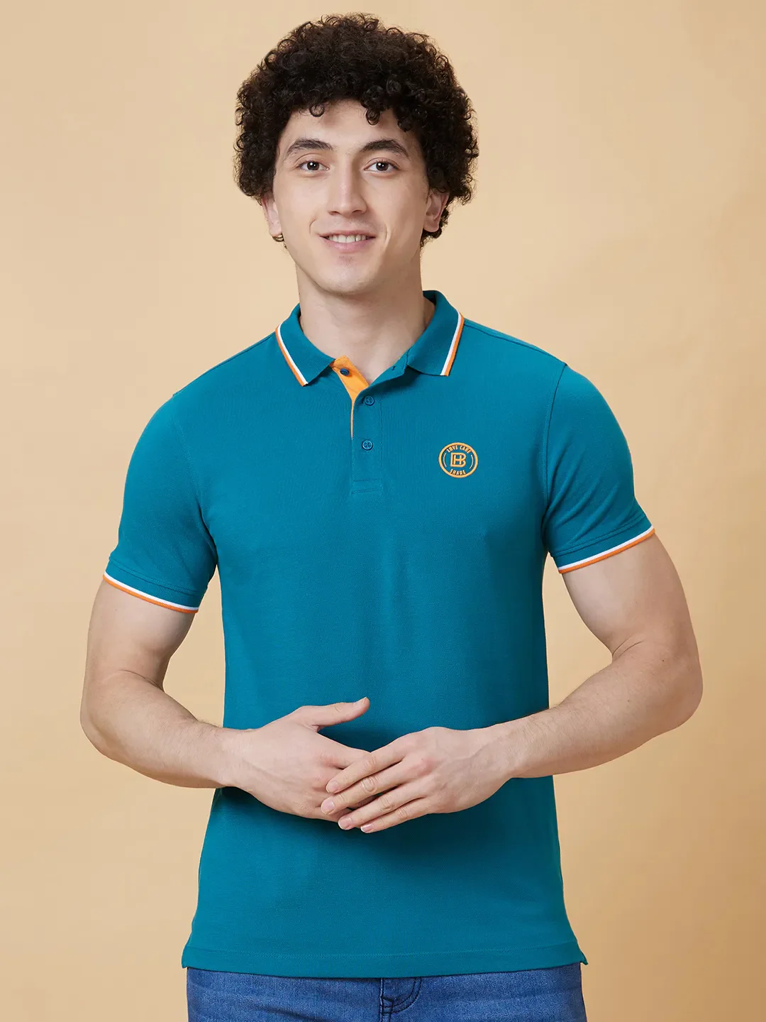 Blue Regular Fit Men's Polo T-Shirt by Being Human Clothing - Image 2