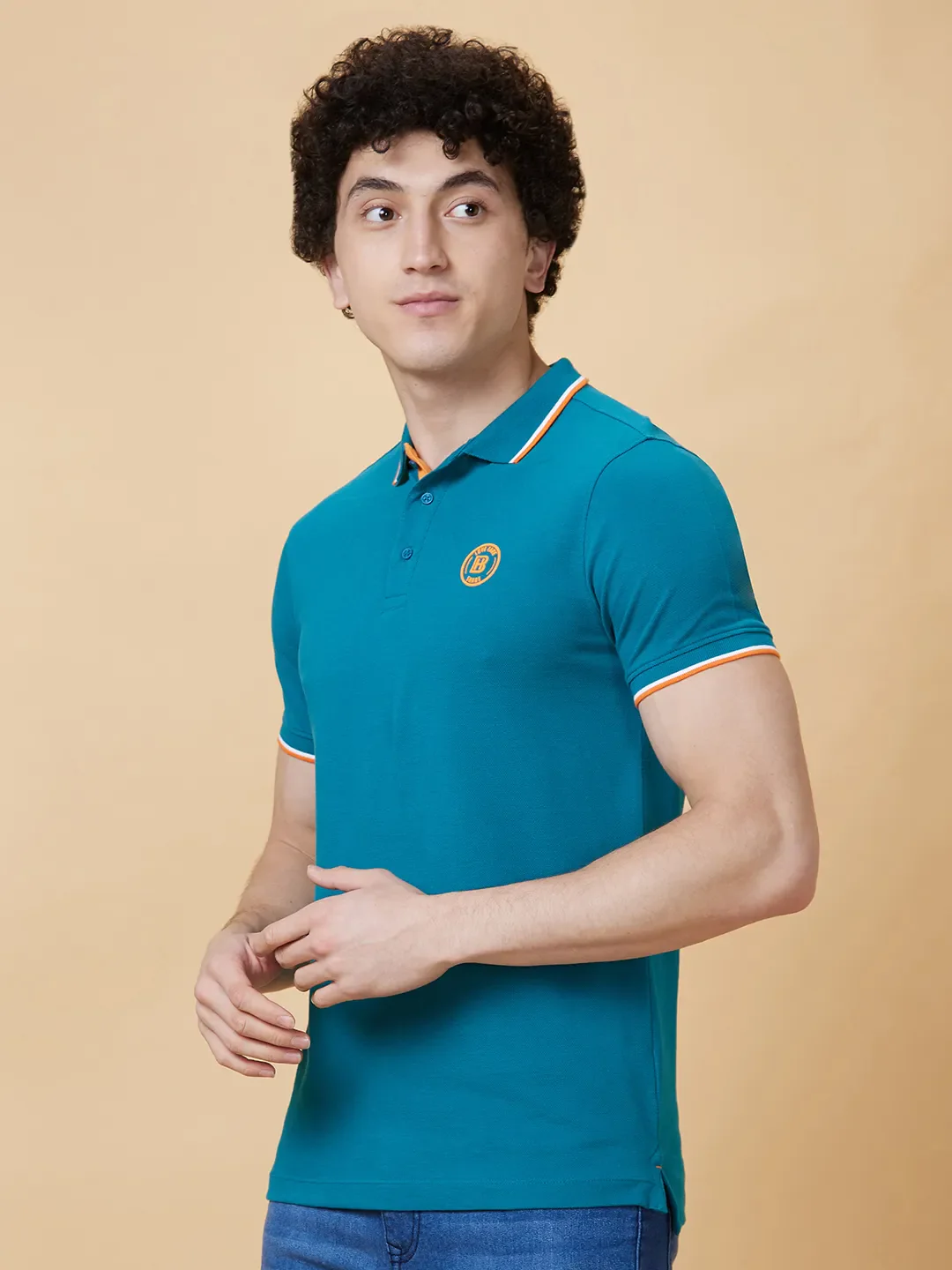 Blue Regular Fit Men's Polo T-Shirt by Being Human Clothing - Image 3