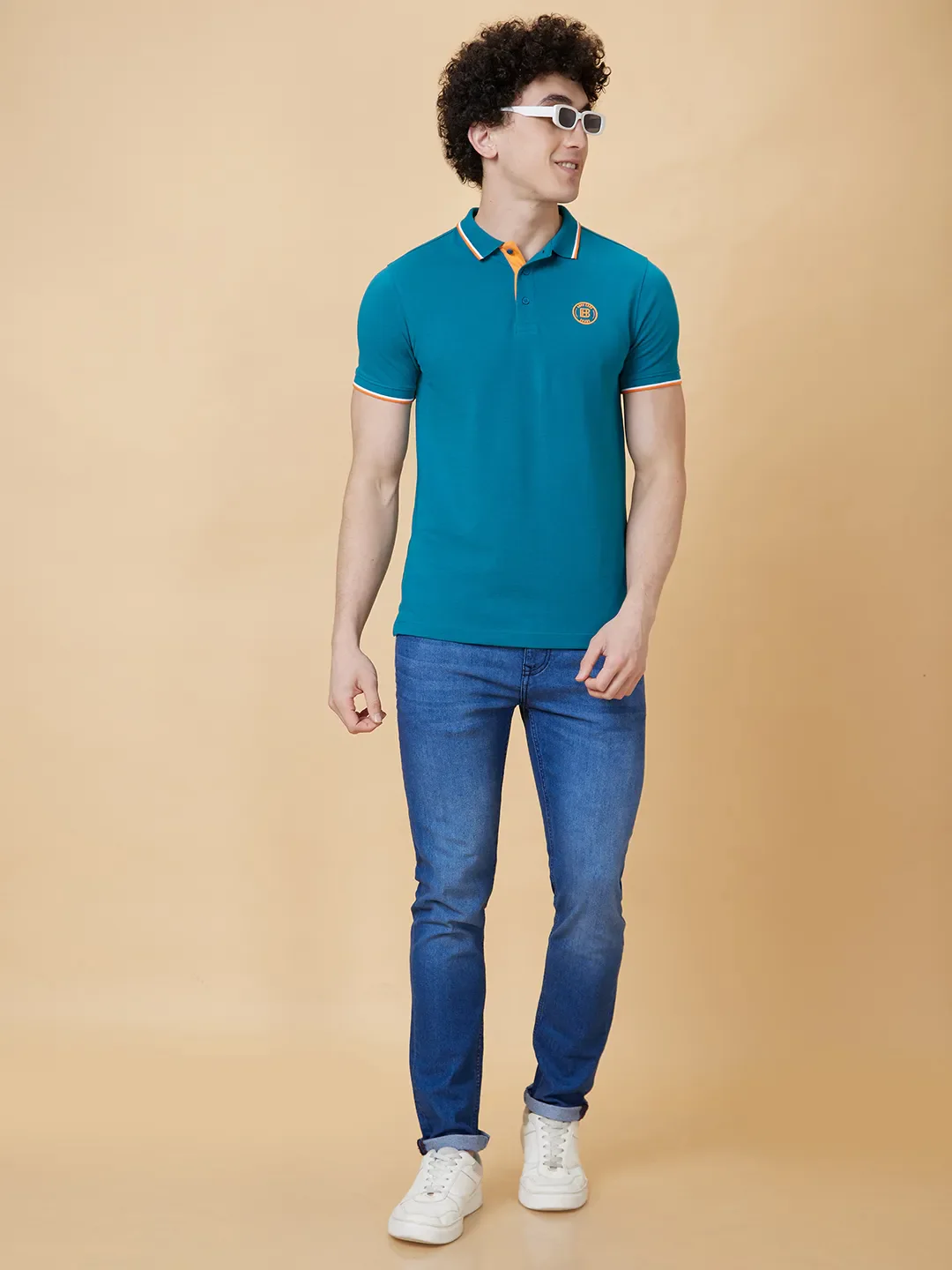 Blue Regular Fit Men's Polo T-Shirt by Being Human Clothing - Image 6
