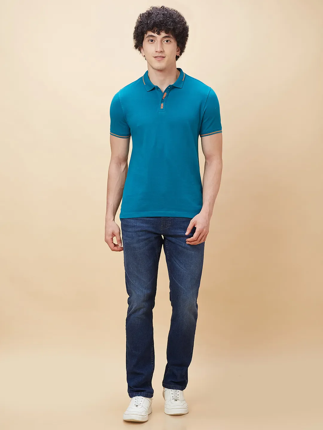 Blue Regular Fit Men's Polo T-Shirt by Being Human Clothing - Image 2
