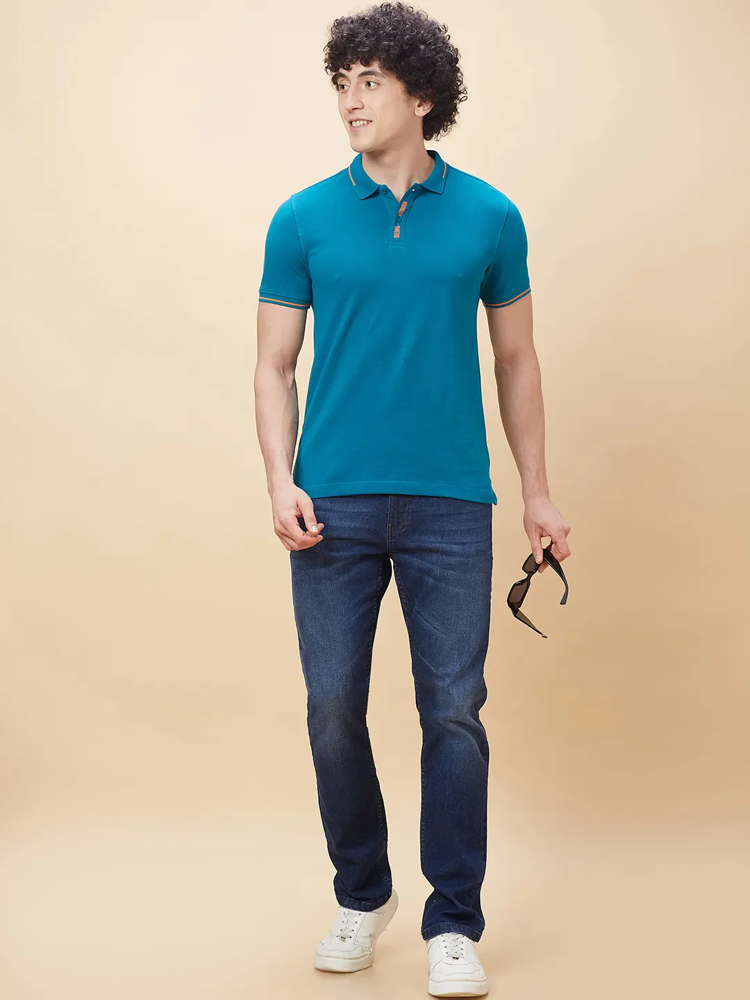 Blue Regular Fit Men's Polo T-Shirt by Being Human Clothing - Image 6